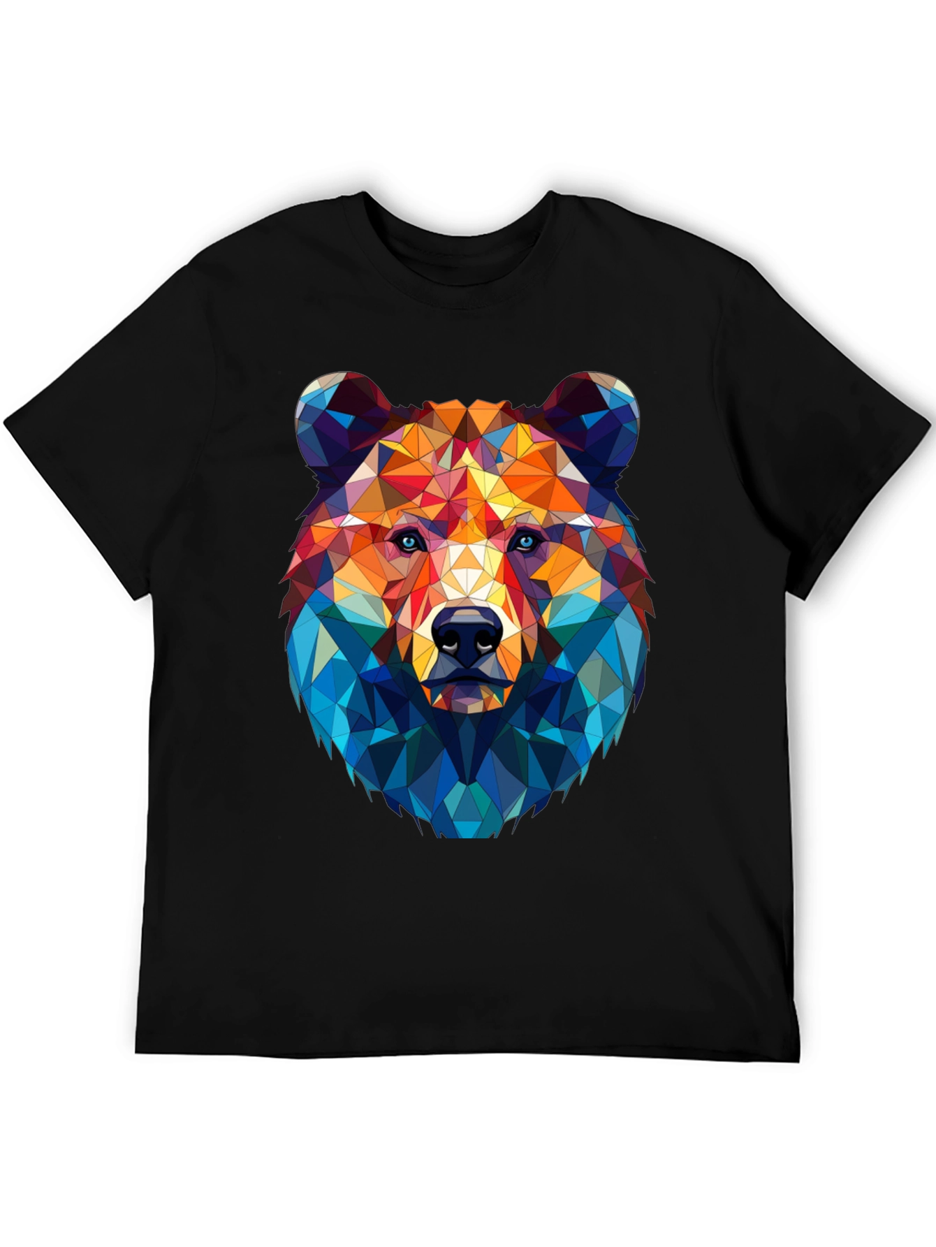 Black Geometric Bear Graphic Tee - Modern Style view 5
