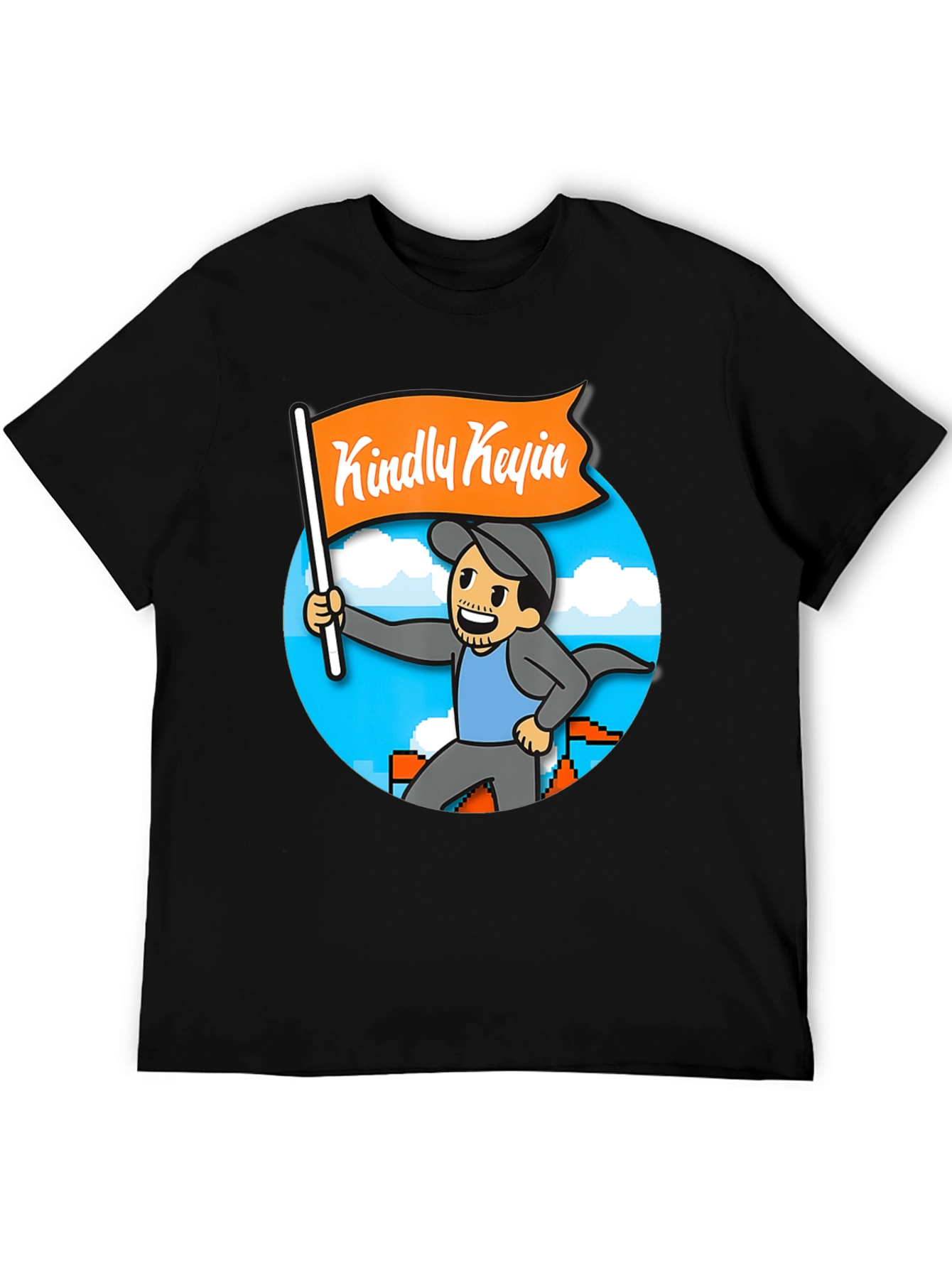 Black Kindly Kevin T-Shirt - Gamer Cartoon Style view 5