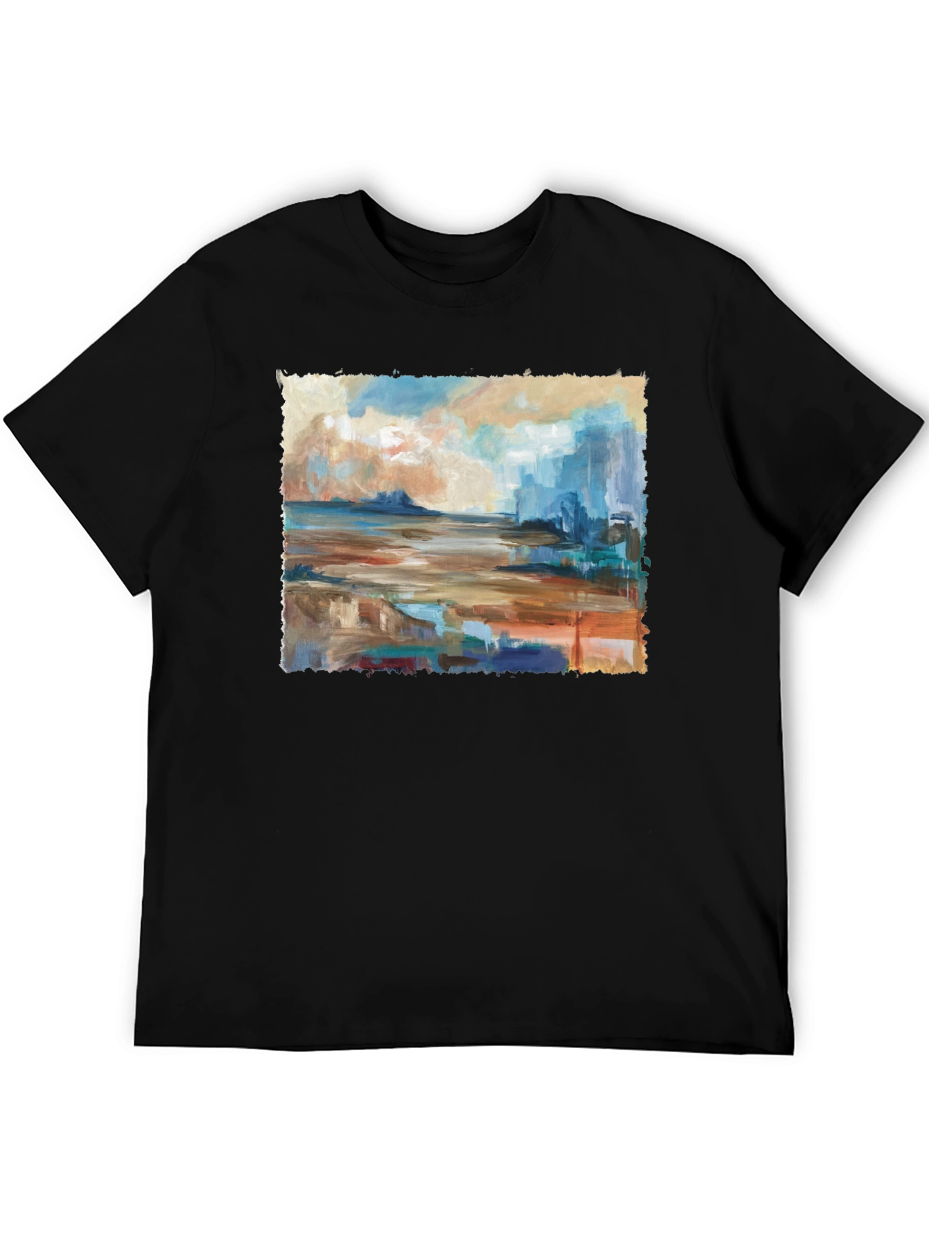 Black Abstract Seascape Graphic Tee view 5