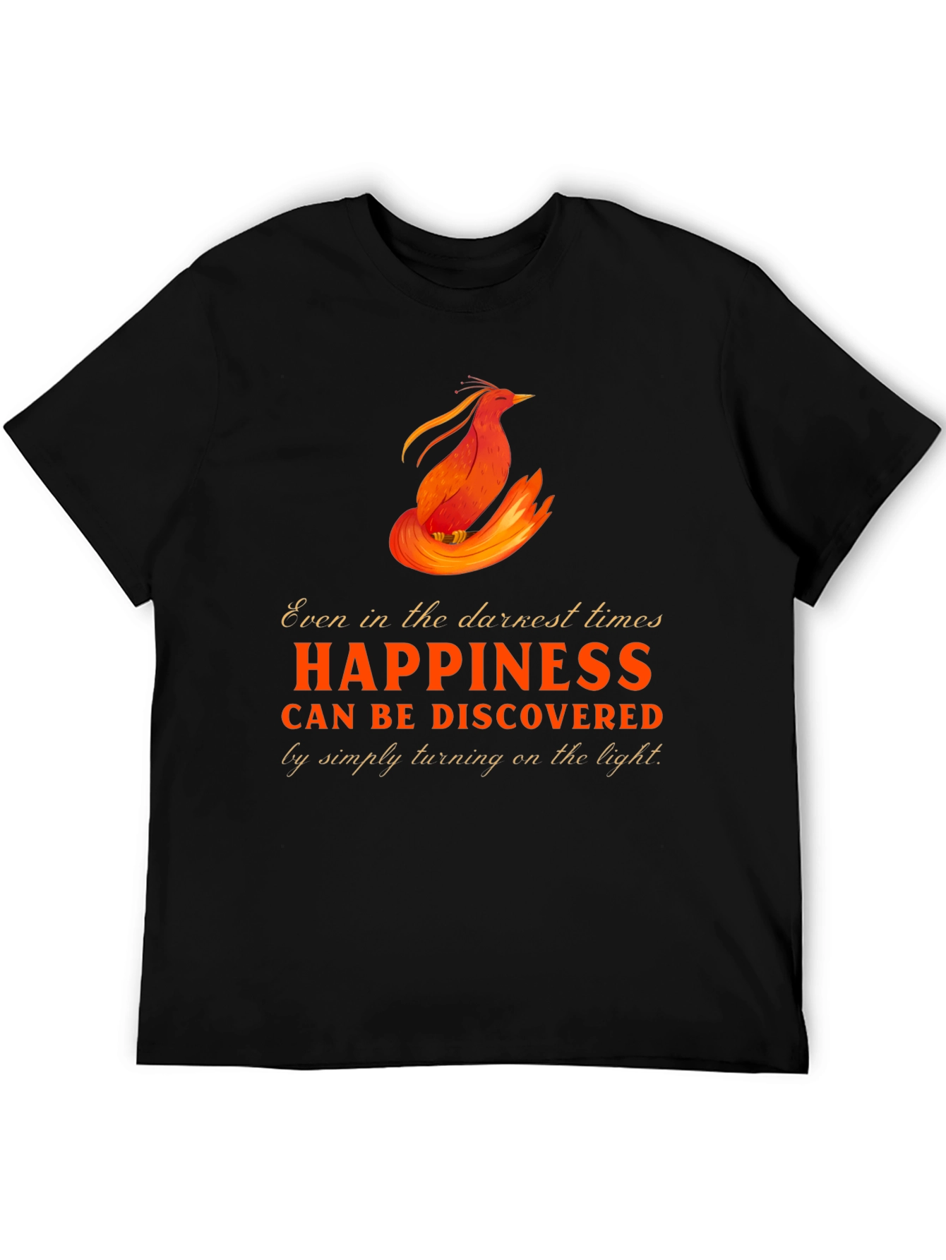 Black Phoenix Happiness Graphic T-Shirt - Inspirational Design view 5