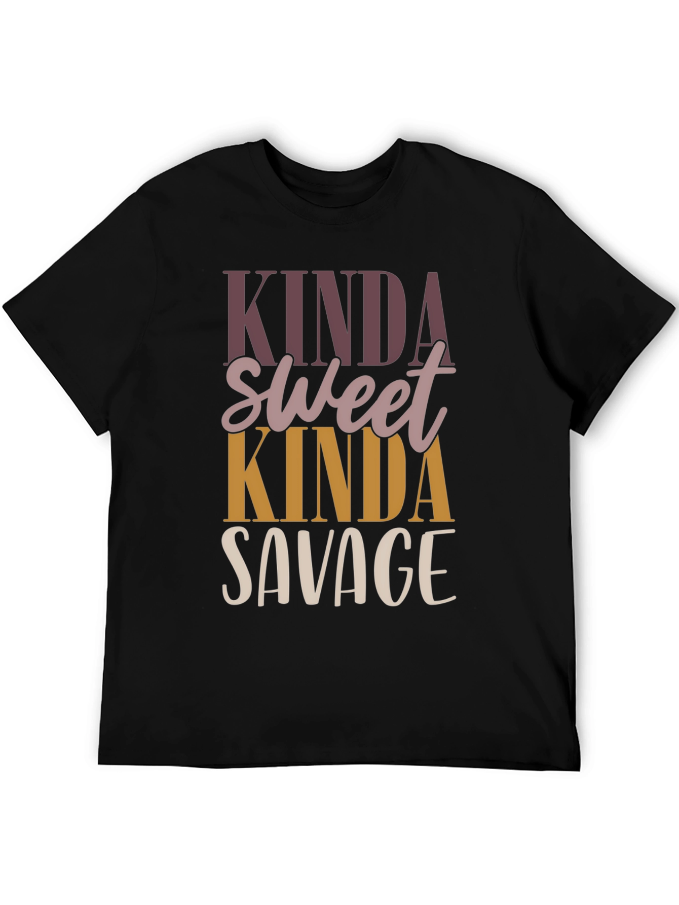 Black Kinda Sweet Kinda Savage Graphic Tee - Trendy Casual Top view 5