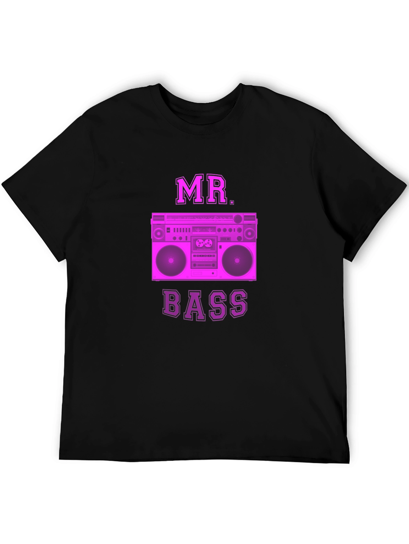 Black MR. BASS Retro Boombox Graphic Tee - Classic Style view 5