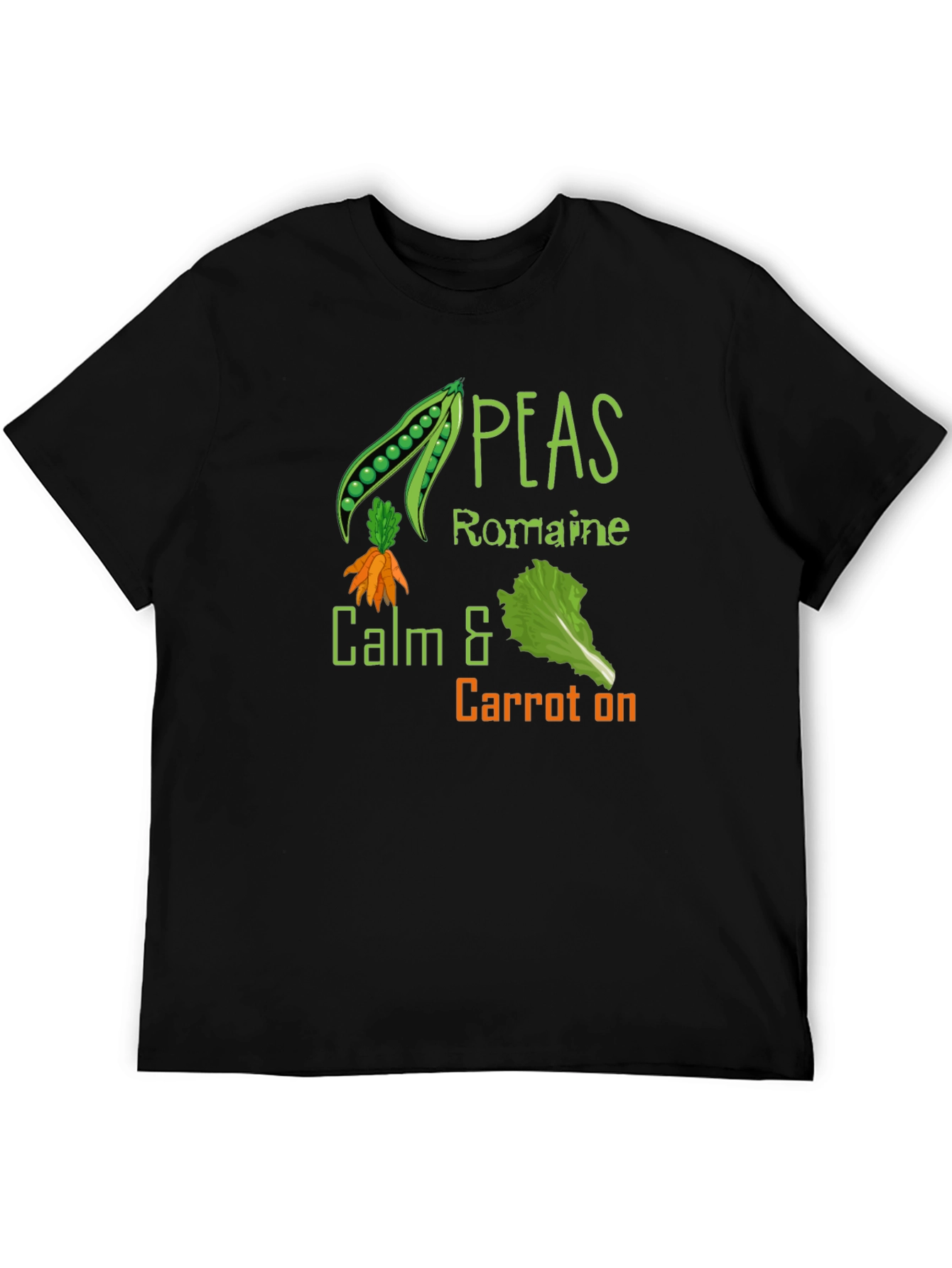 Black Peas Romaine Calm & Carrot On Black T-Shirt view 5