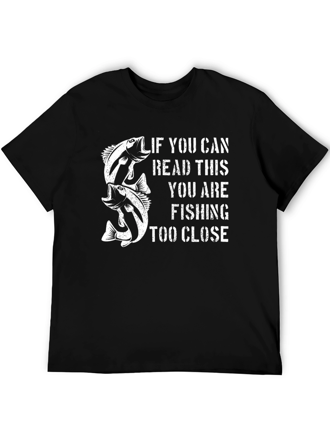 Black Funny Fishing T-Shirt: If You Can Read This view 5