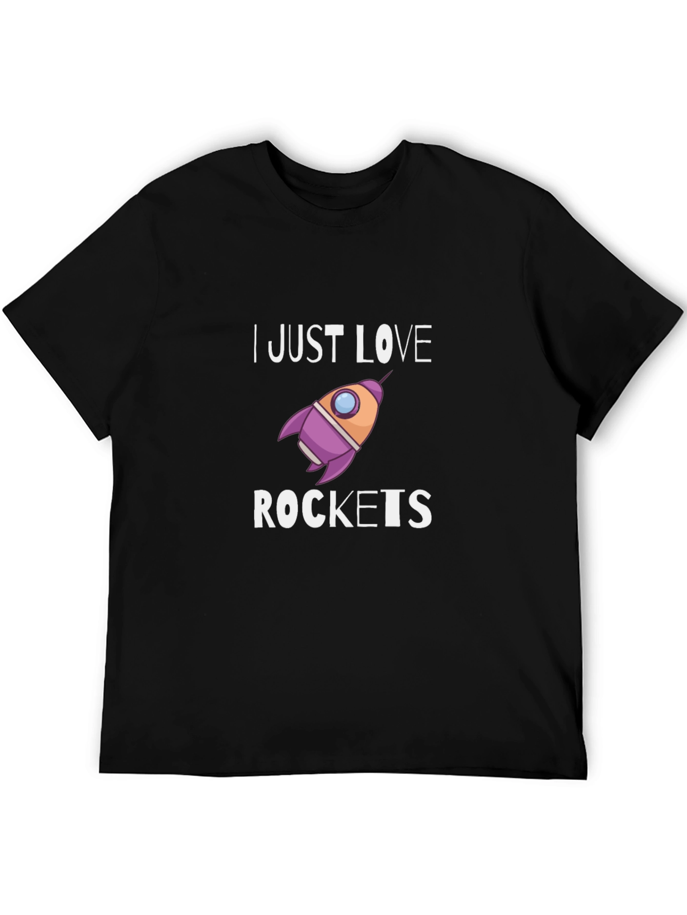 Black I Just Love Rockets Graphic T-Shirt - Black Cotton Blend view 5