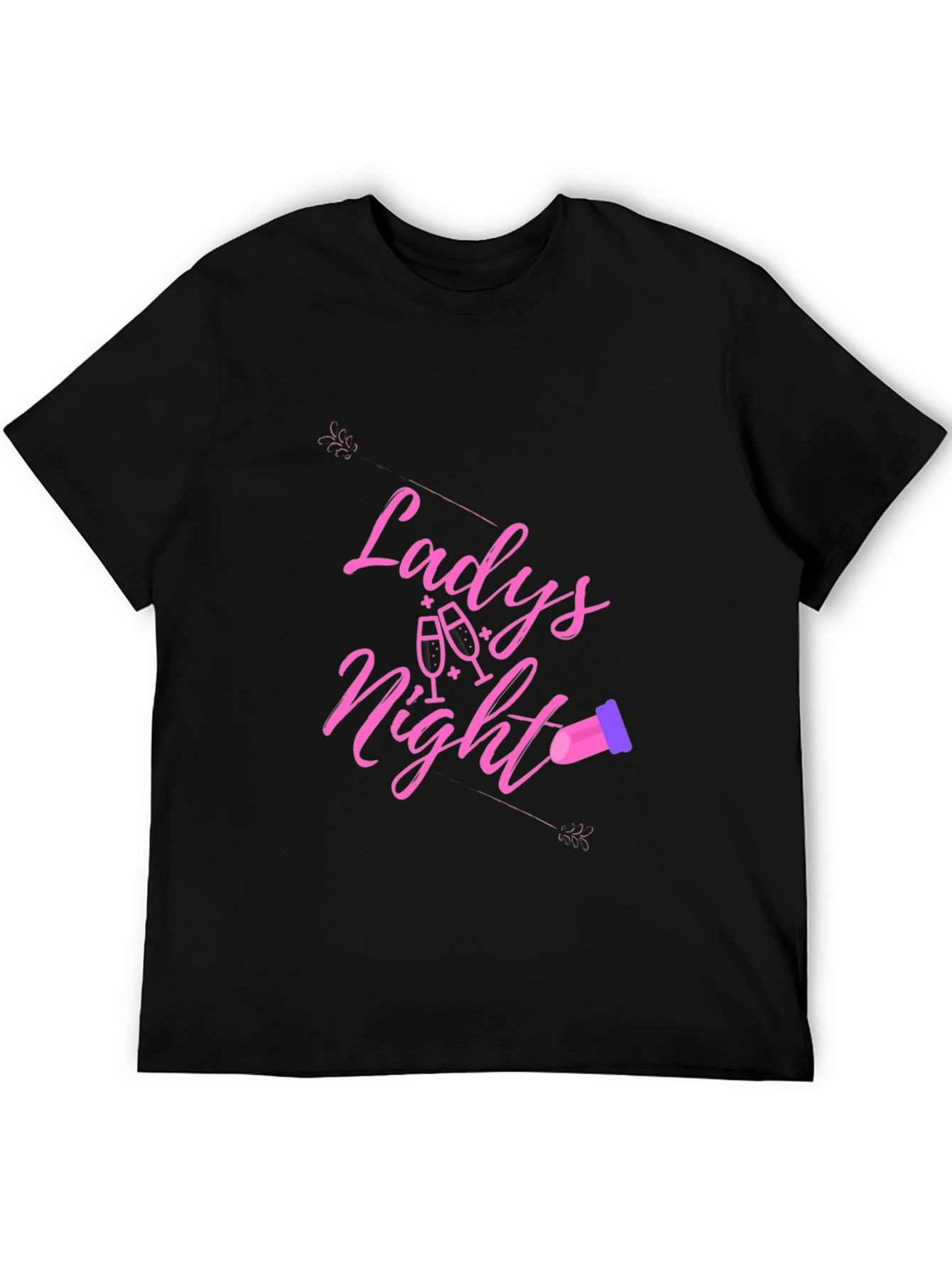 Black Ladies Night T-Shirt - Black Crew Neck view 5