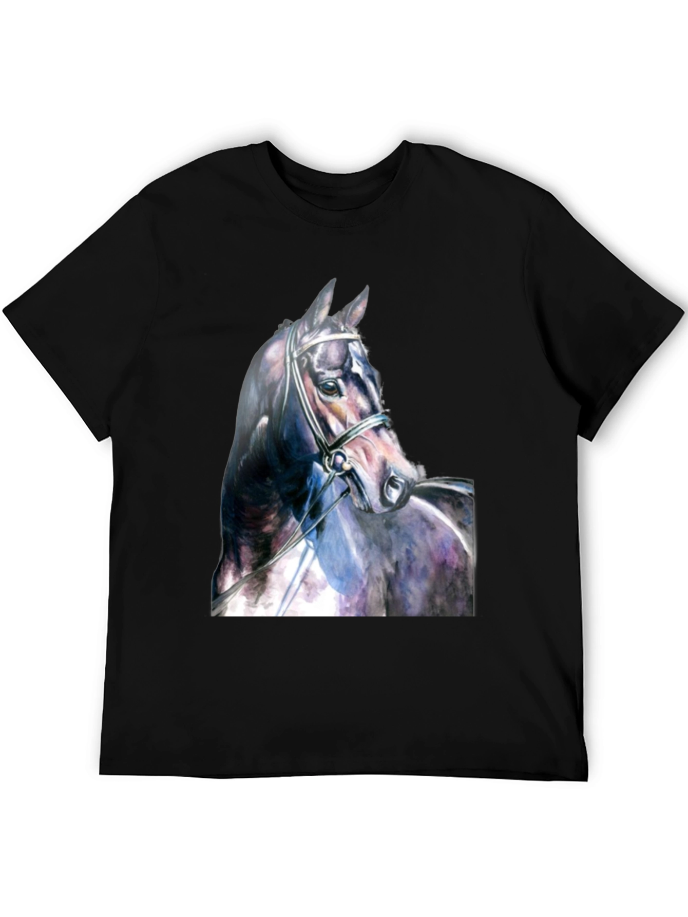 Black Horse Portrait Black T-Shirt view 5