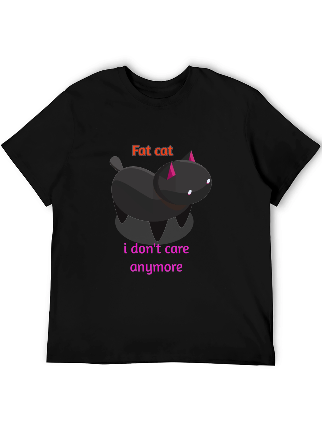 Black Fat Cat Graphic Tee - Unisex Black T-Shirt view 5
