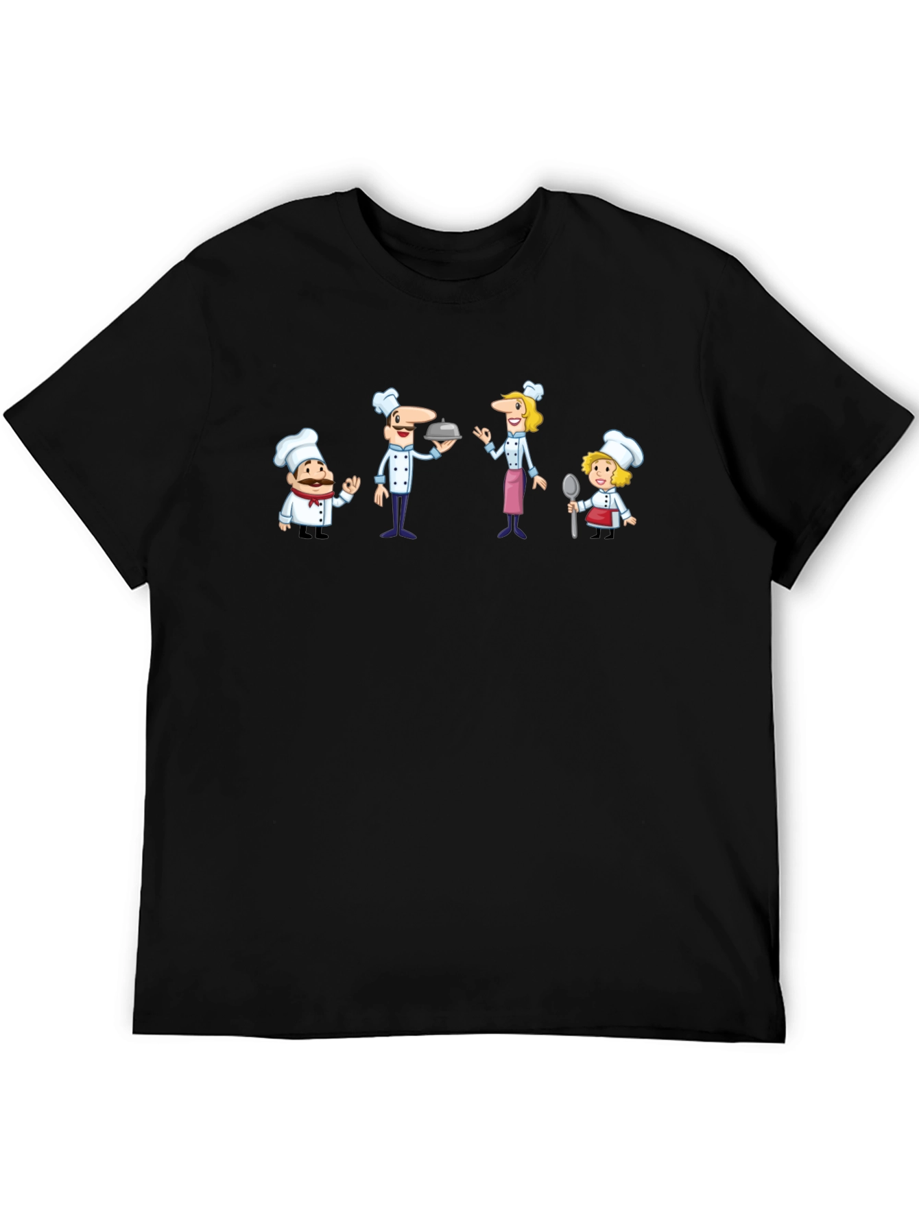 Black Cartoon Chef Crew Black T-Shirt view 5