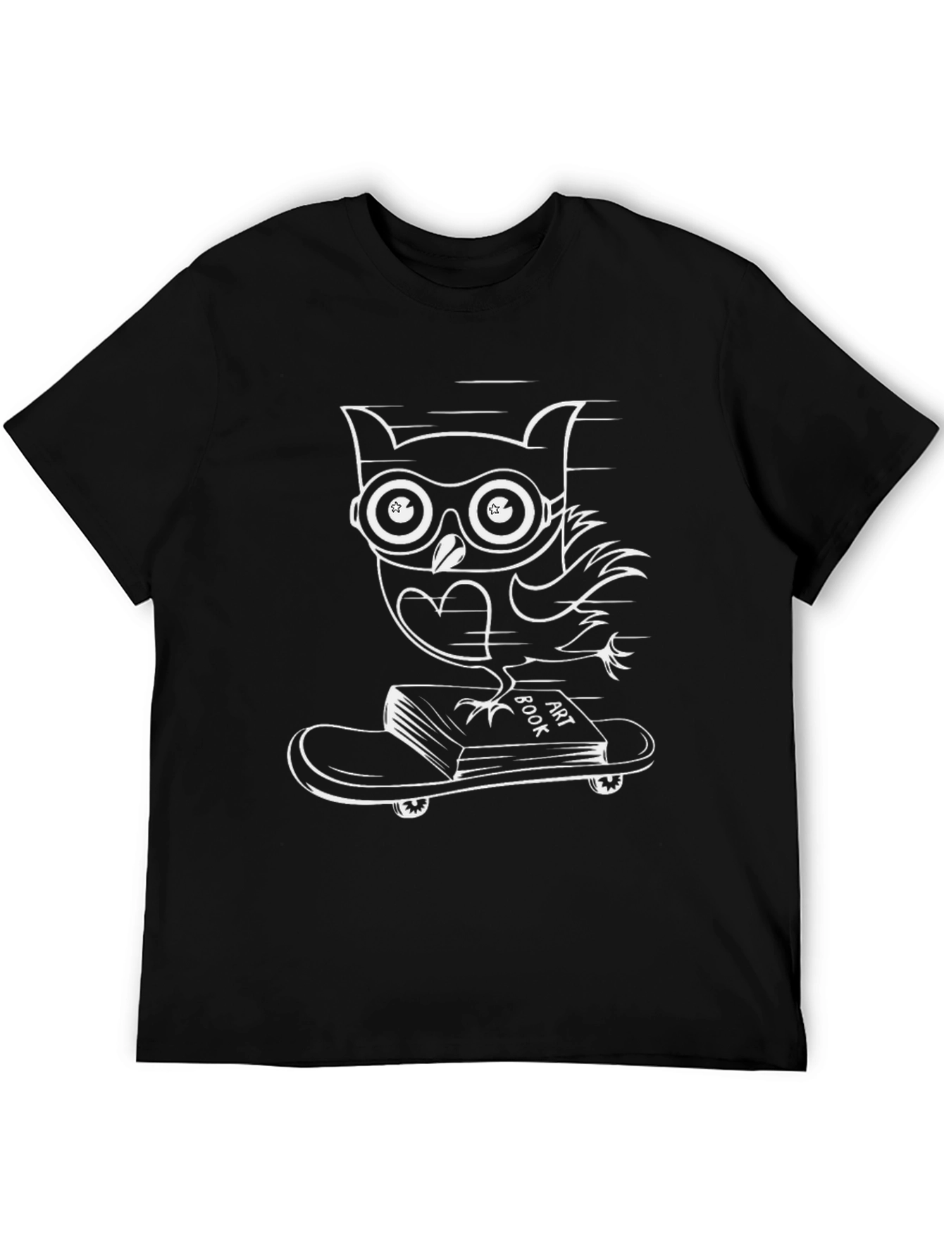Black Owl on Skateboard Graphic T-Shirt view 5