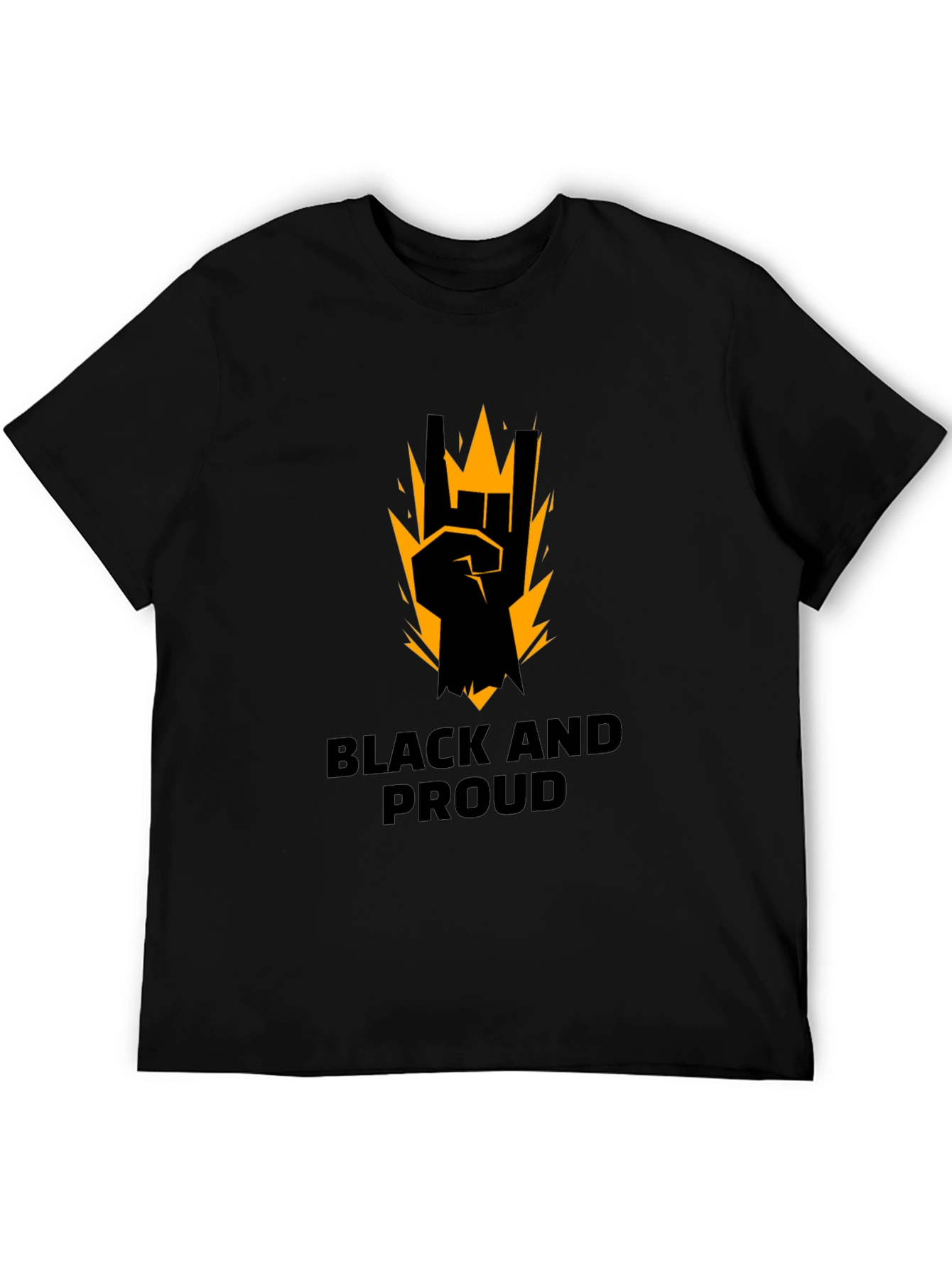Black Black and Proud Graphic Tee - Rock On Sign view 5