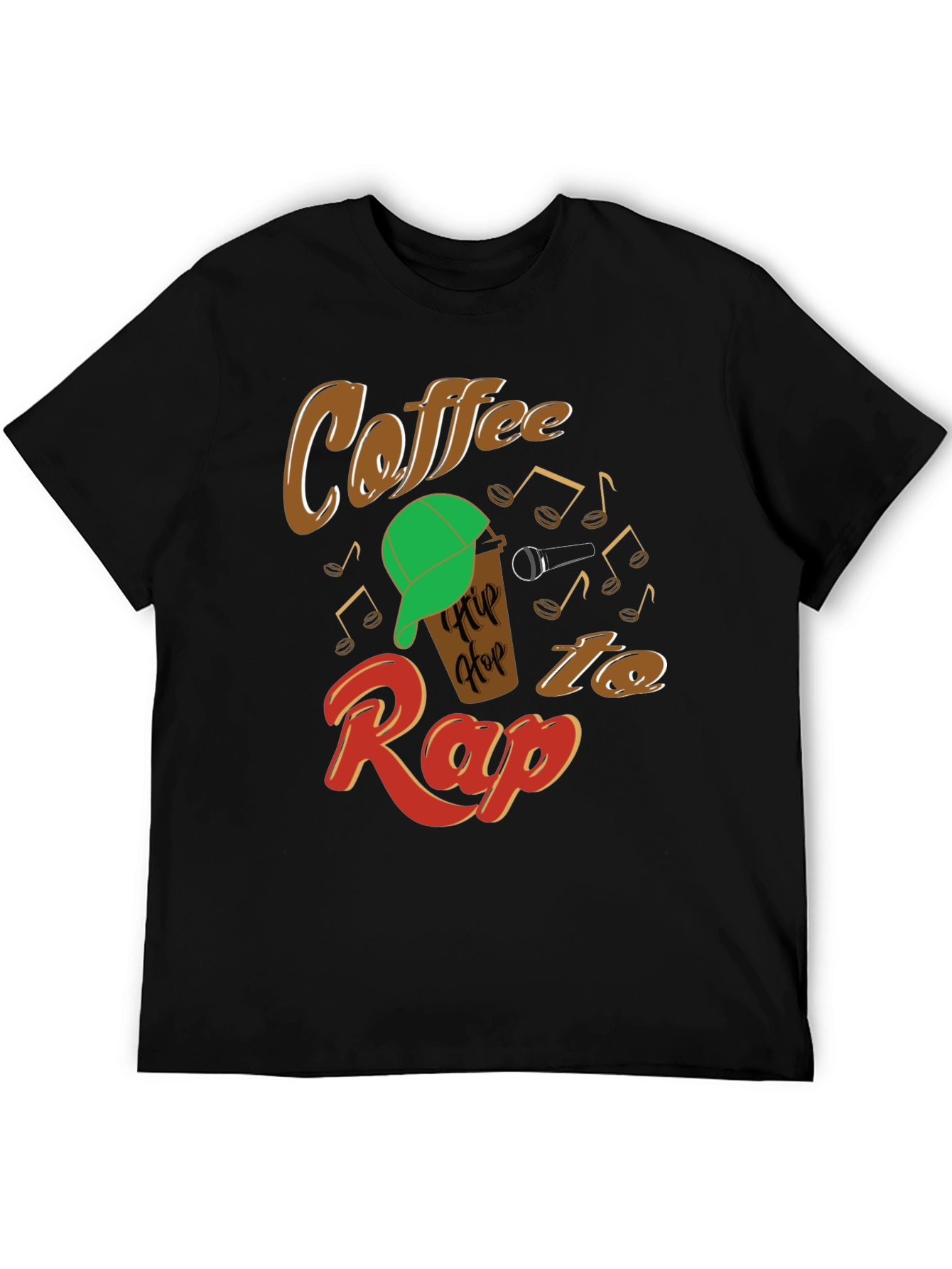 Black Coffee Hip Hop Rap Graphic T-Shirt view 5