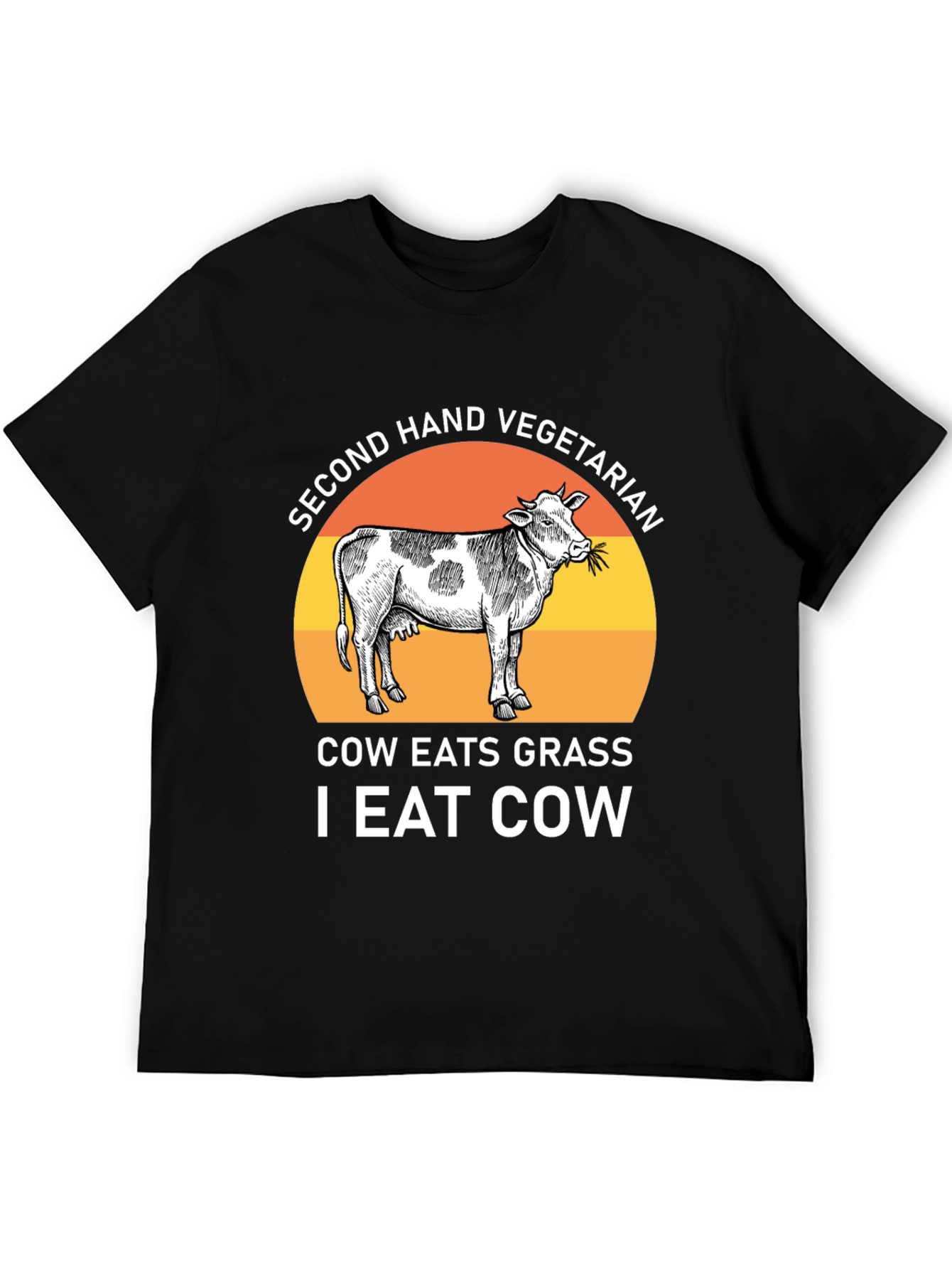 Black Second Hand Vegetarian Cow Graphic Tee view 5