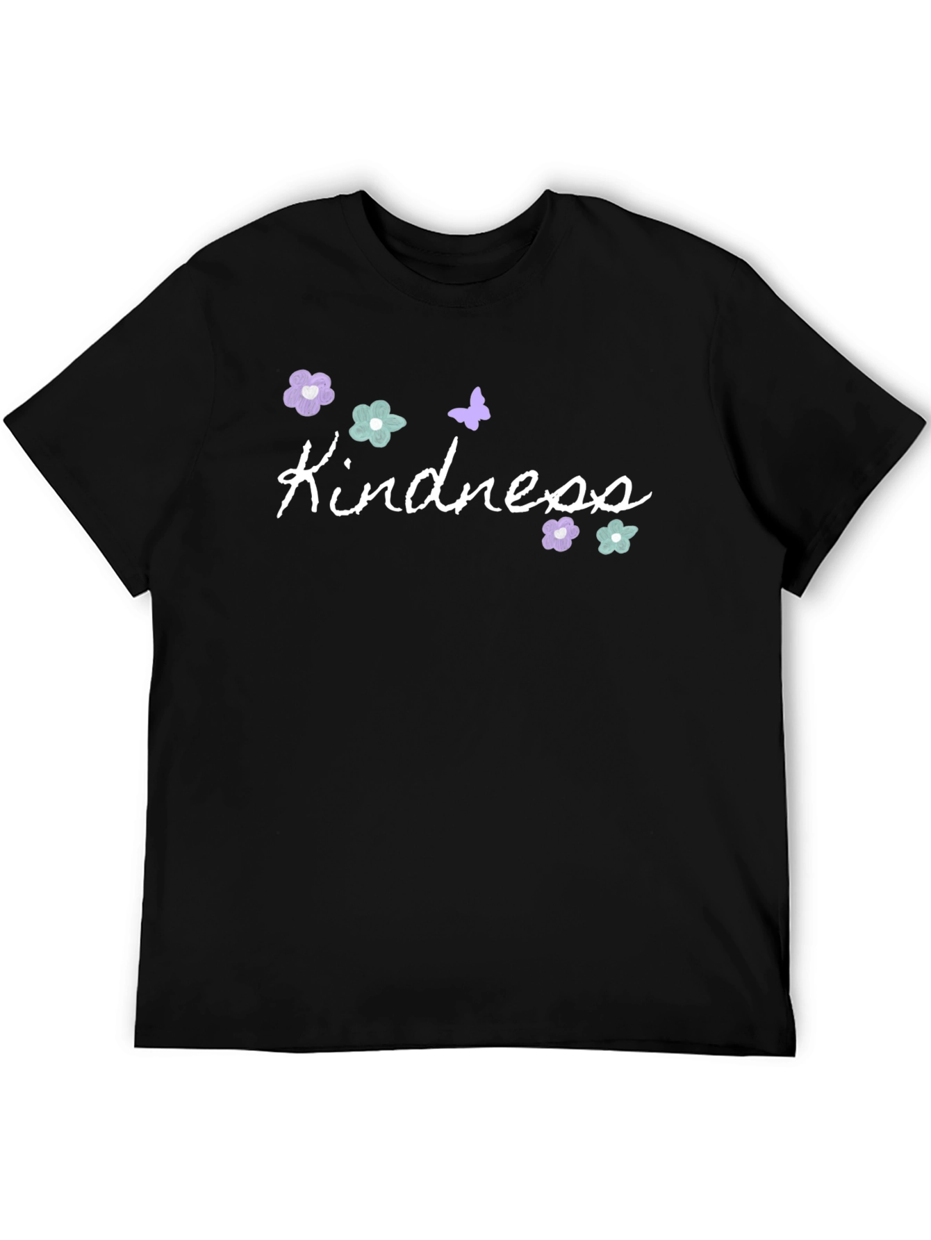 Black Kindness Graphic Tee - Cute Floral Butterfly Shirt view 5