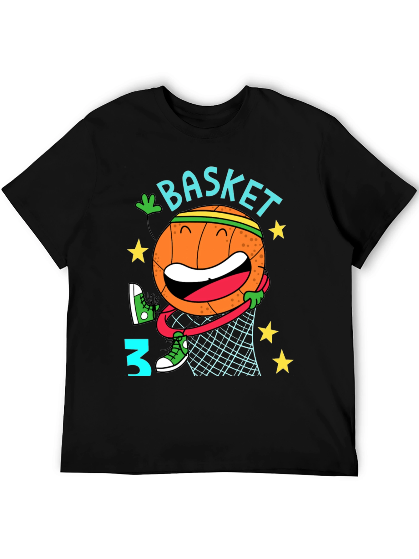 Black Basketball Cartoon Graphic T-Shirt view 5