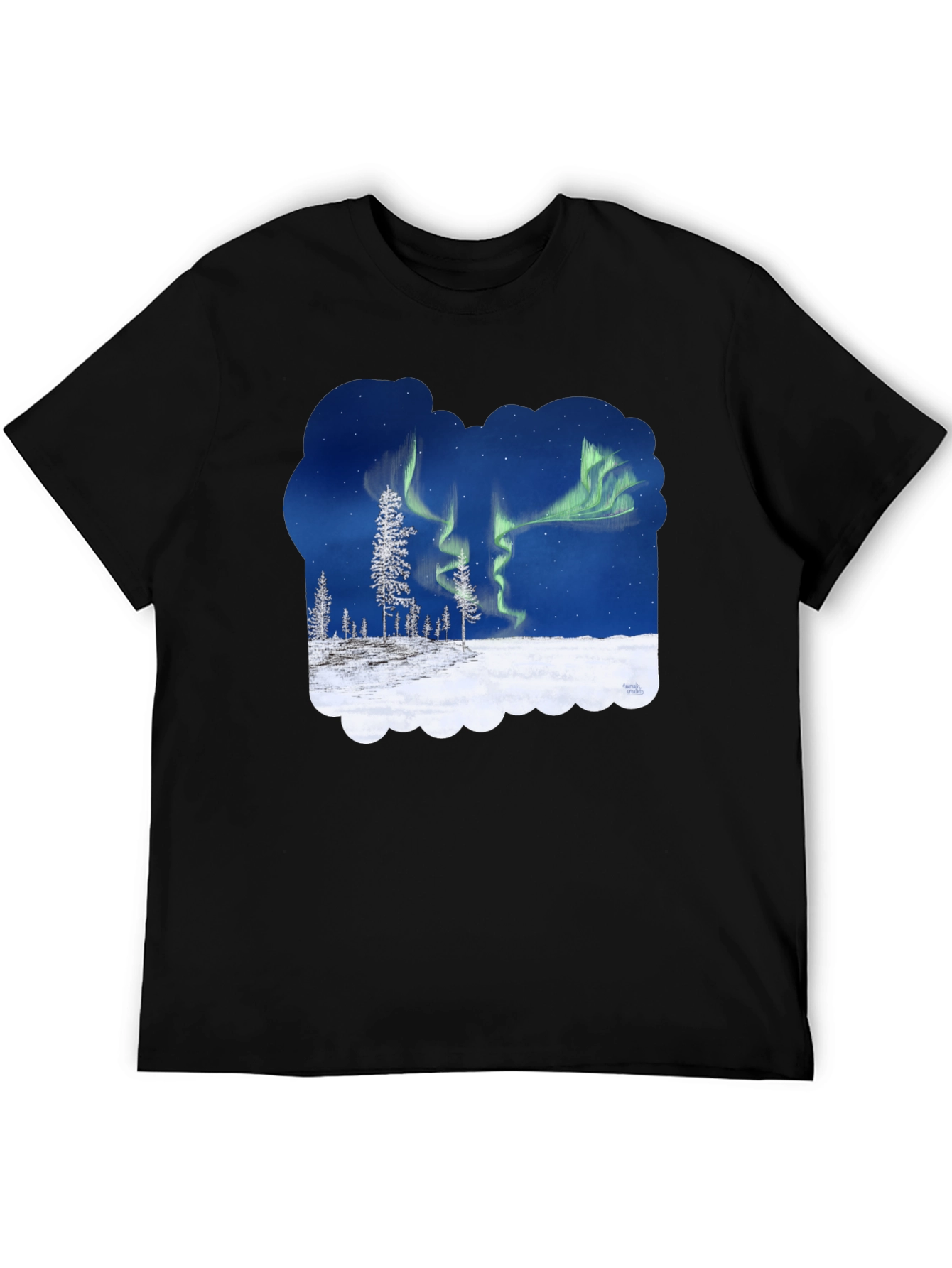 Black Aurora Borealis Graphic T-Shirt - Northern Lights Tee view 5