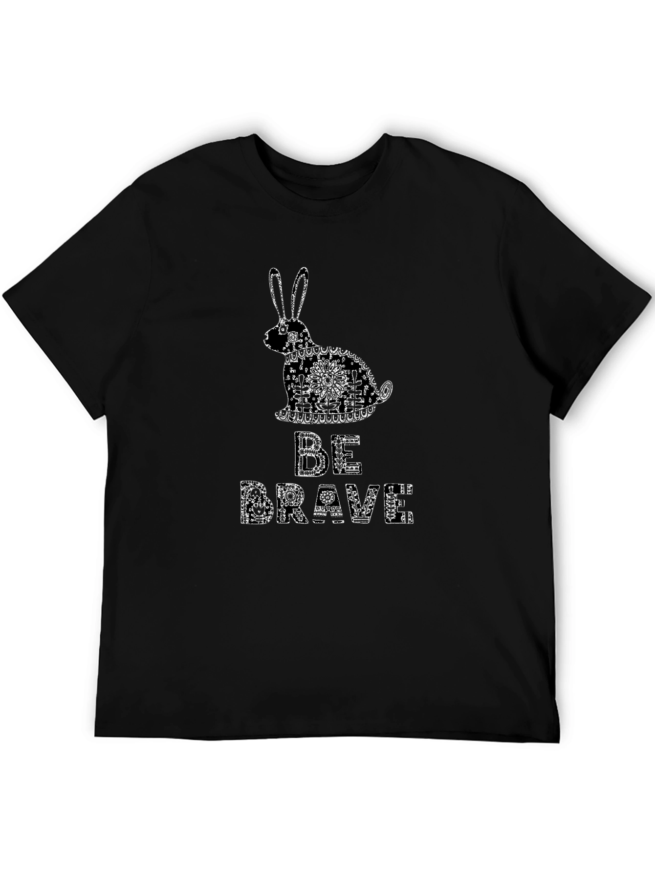 Black Be Brave Rabbit Graphic Tee - Black view 5