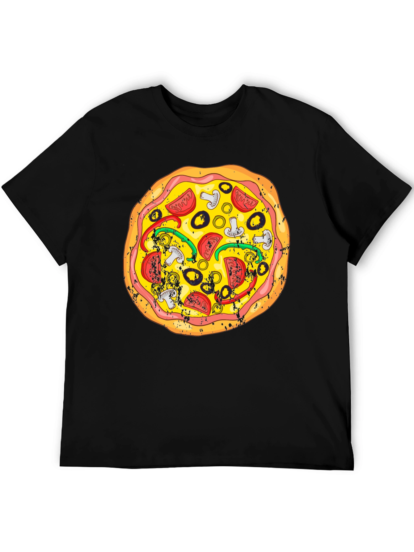 Black Pizza Graphic Tee - Fun Food T-Shirt view 5