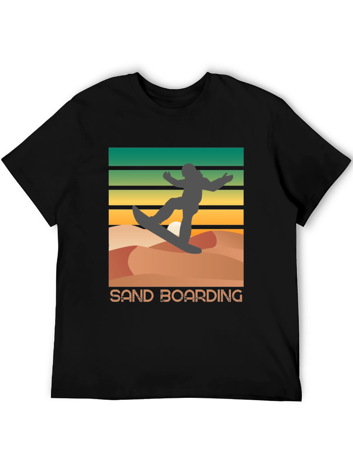 Black Sand Boarding Retro T-Shirt, Desert Fun Tee view 5