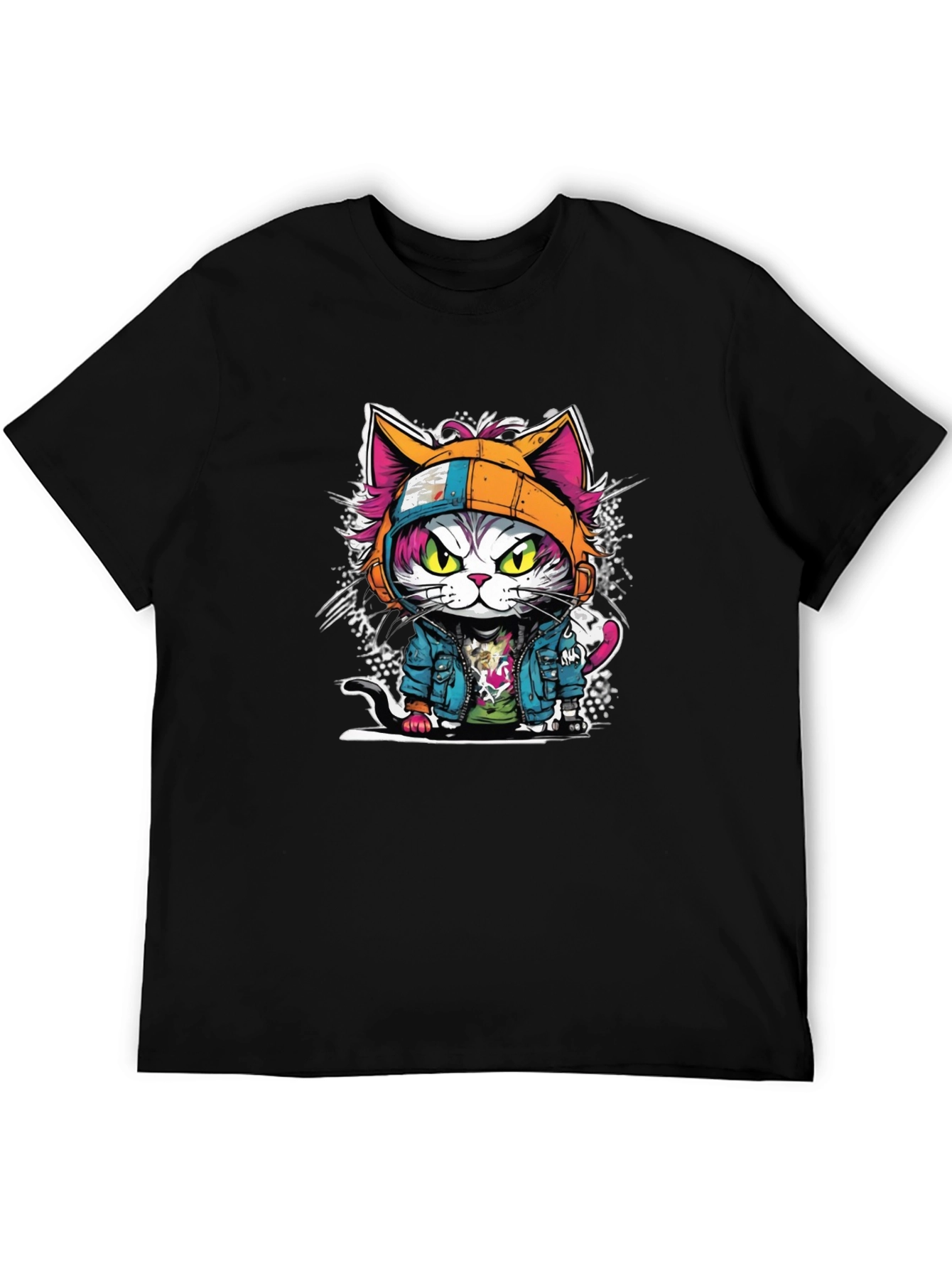 Black Cool Cat Graphic Tee - Street Style view 5
