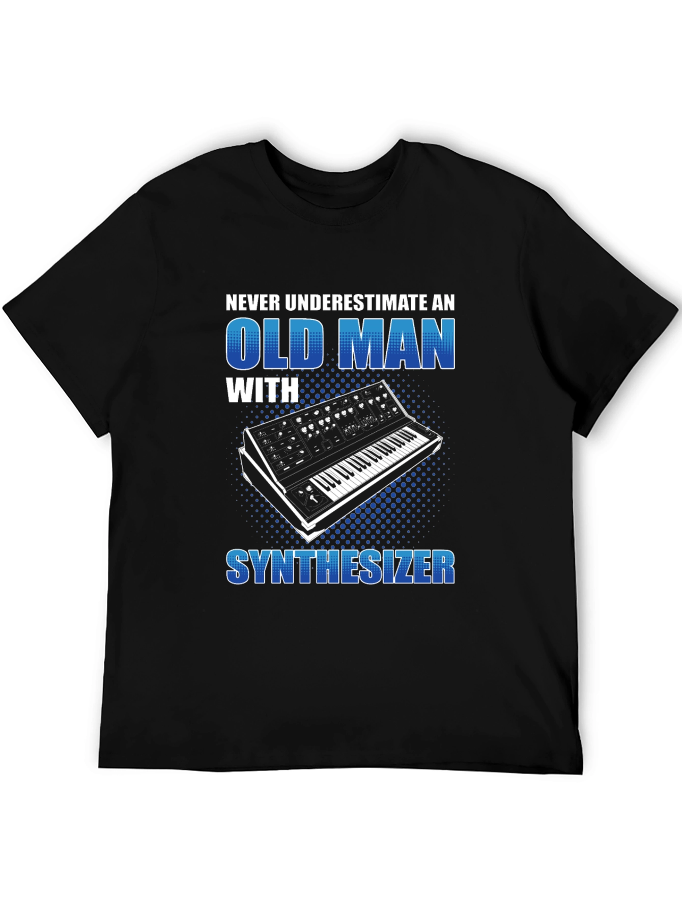 Black Old Man Synthesizer T-Shirt - Music Lover Gift view 5