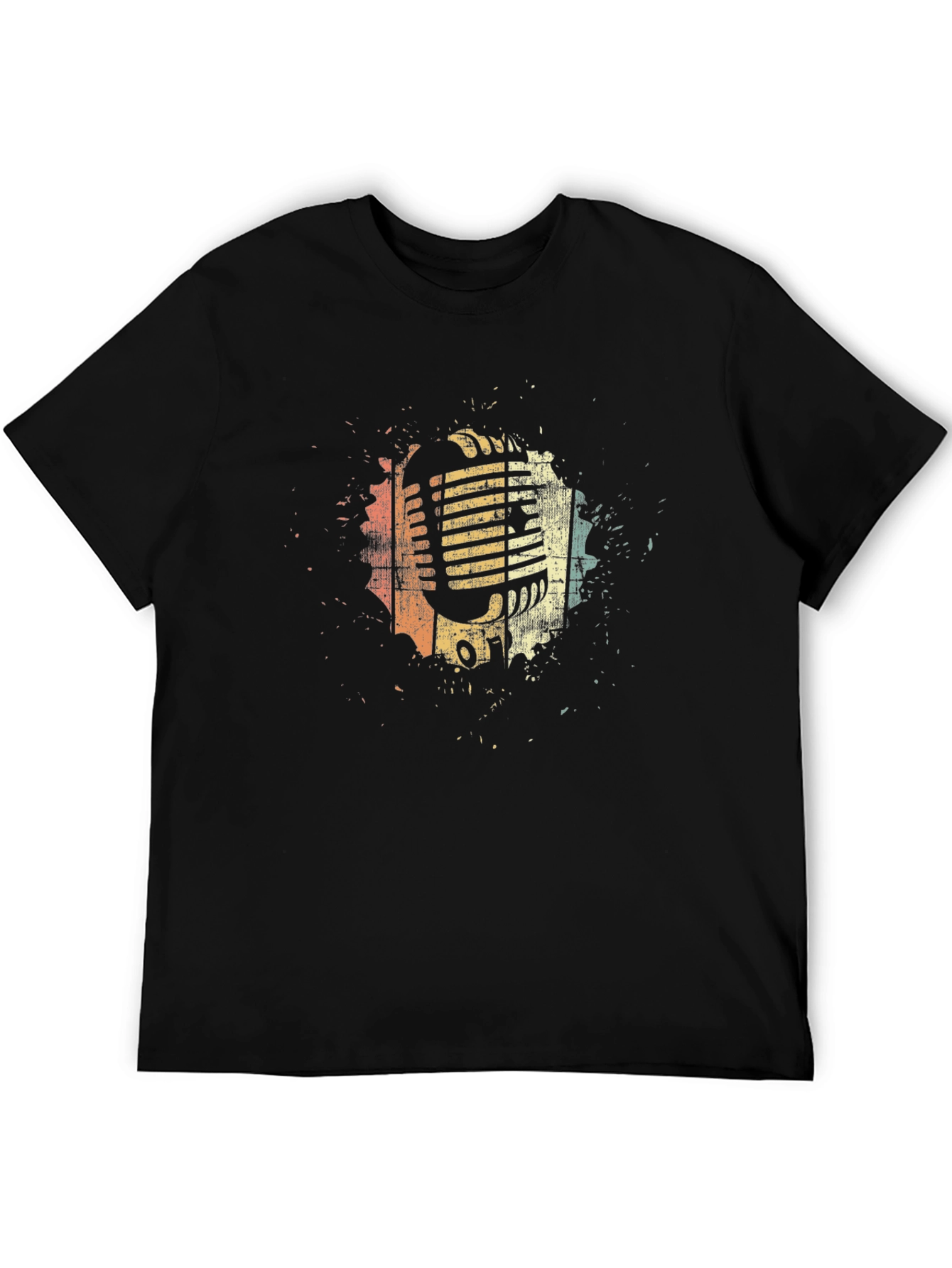 Black Vintage Microphone Graphic T-Shirt view 5