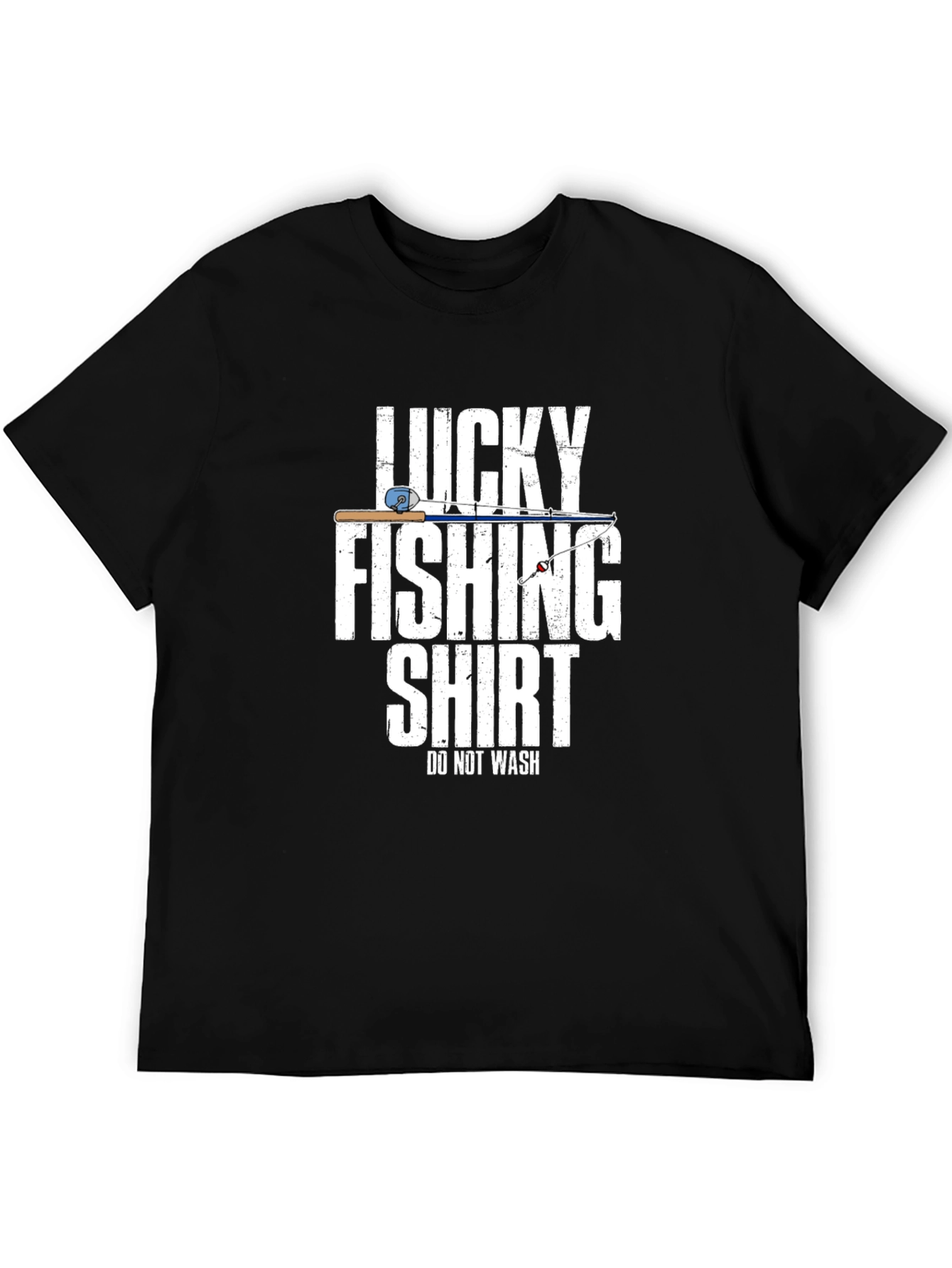 Black Lucky Fishing Shirt - Funny Fisherman T-Shirt view 5