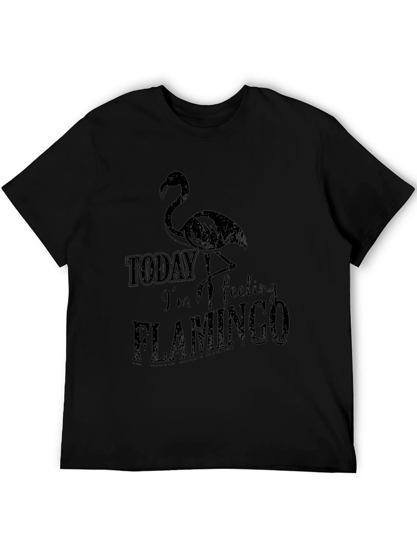 Black Today I'm Feeling Flamingo Black T-Shirt view 5