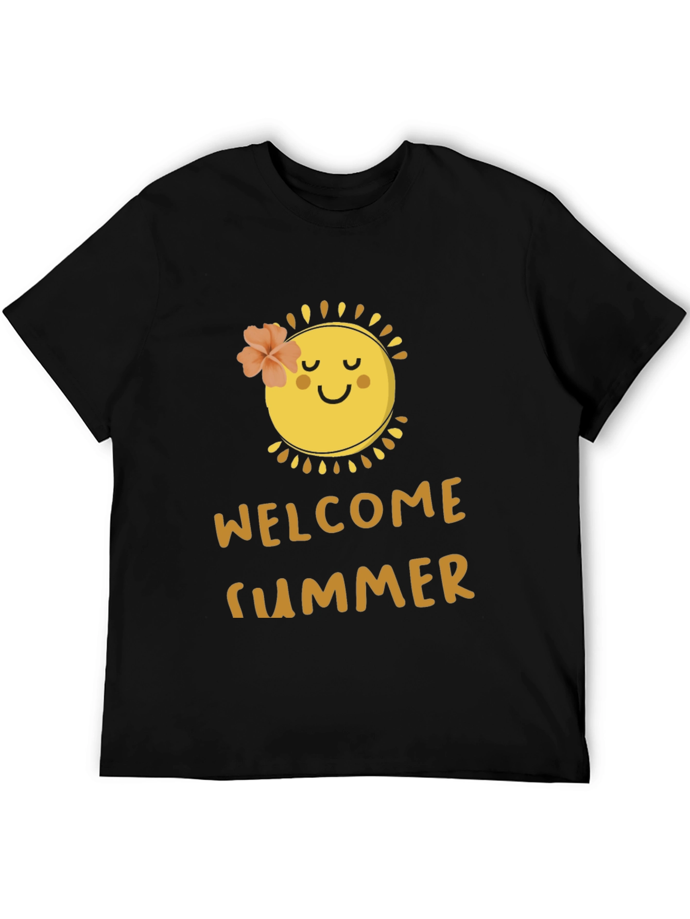 Black Welcome Summer Black T-Shirt with Sun Design view 5