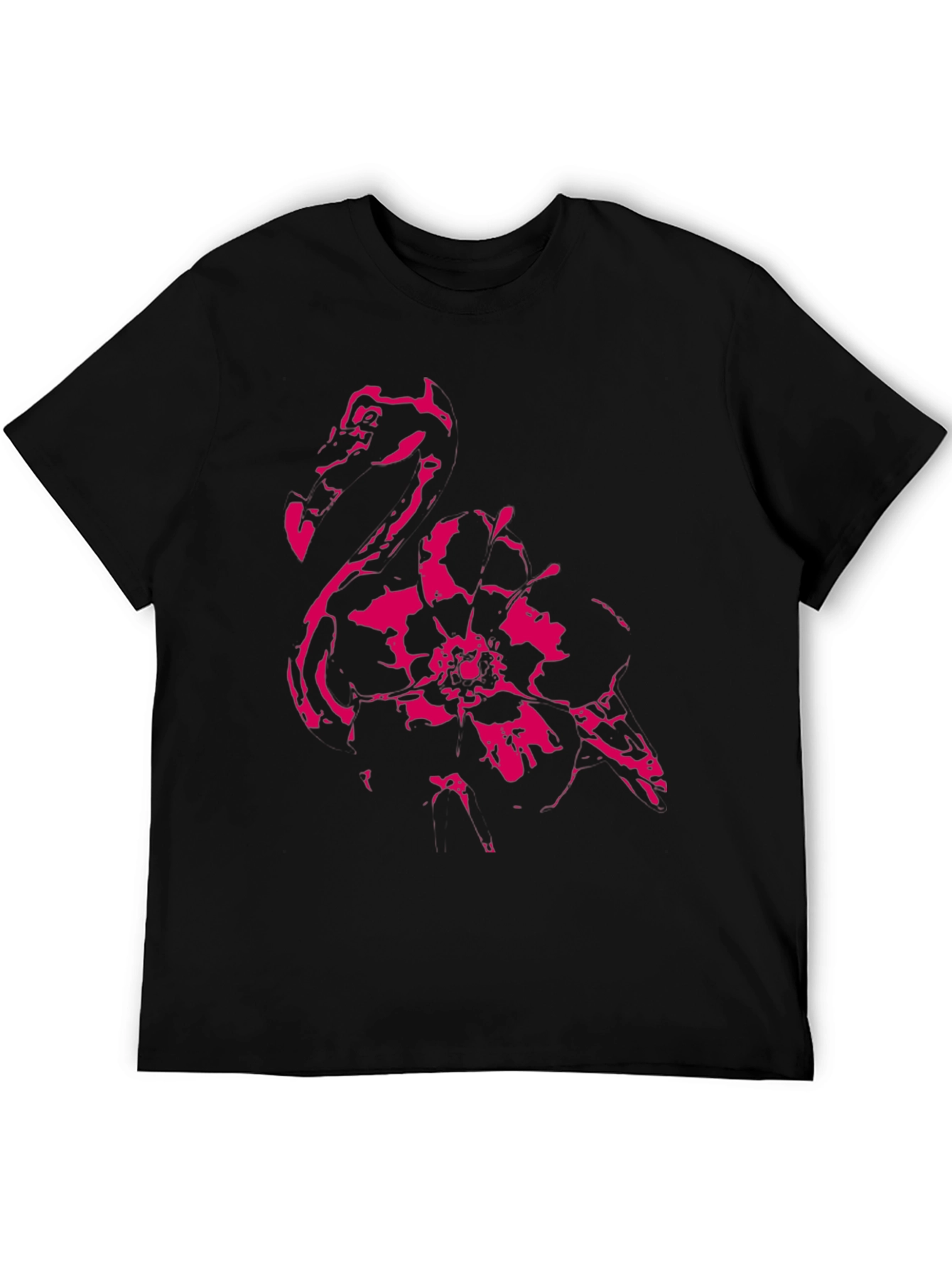 Black Flamingo Flower Graphic Tee - Stylish Casual Wear view 5