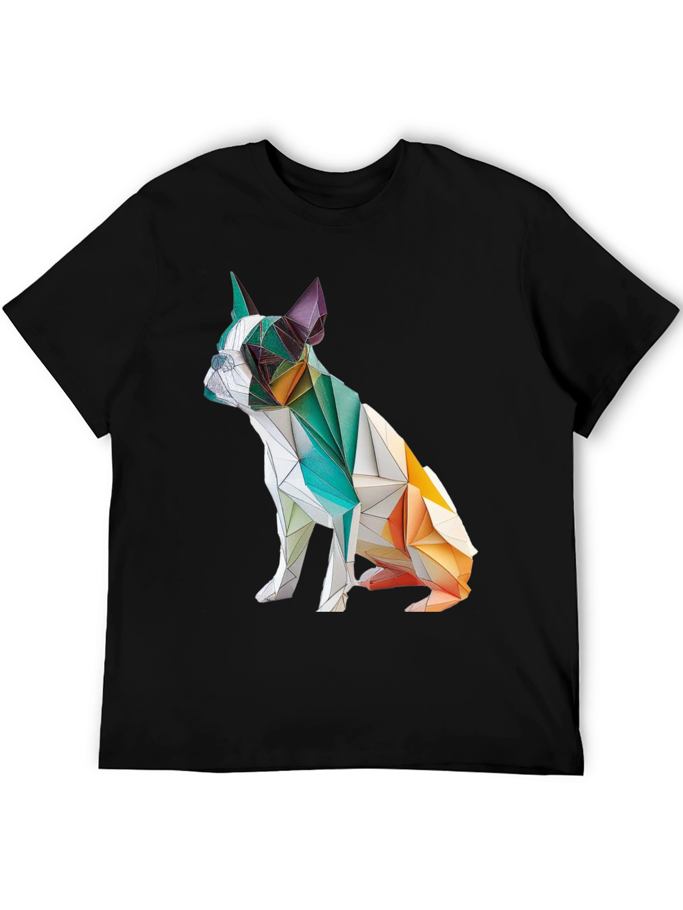 Black Geometric Dog Graphic Tee - Modern Art Shirt view 5