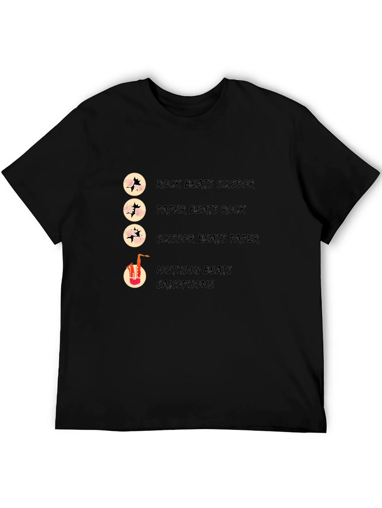 Black Rock Paper Scissors Saxophone Graphic T-Shirt view 5