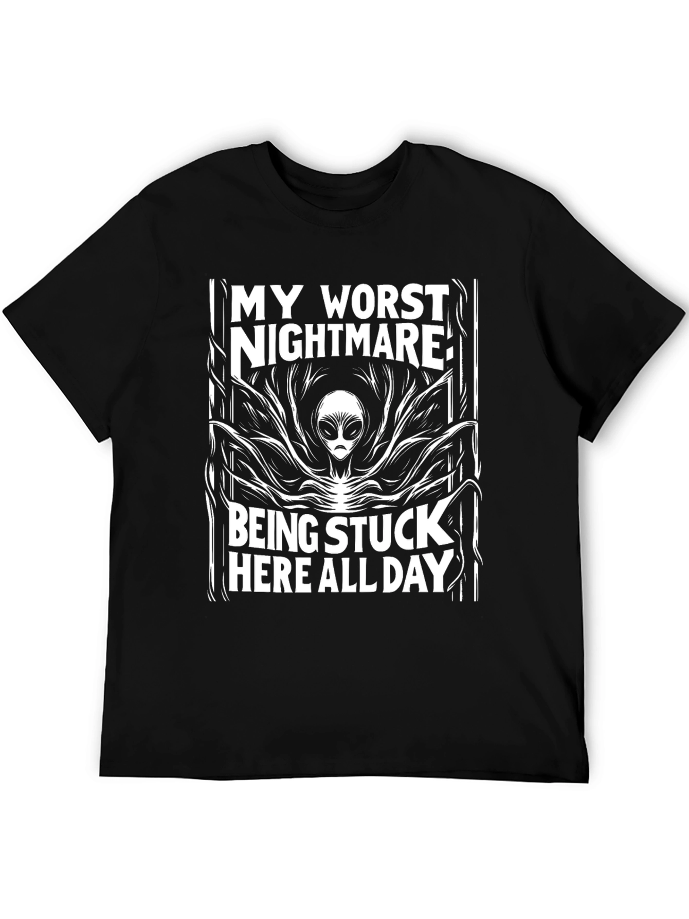 Black Alien Nightmare Black T-Shirt view 5