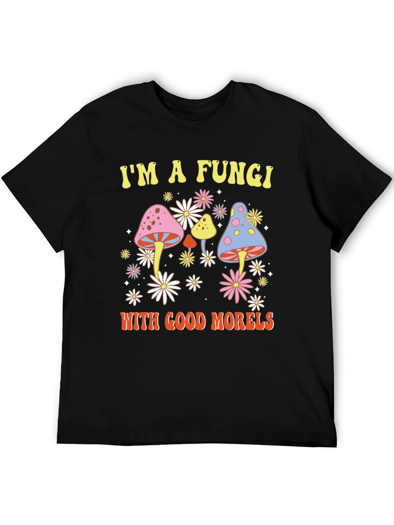 Black Fun Guy Shirt - Mushroom Graphic Tee view 5