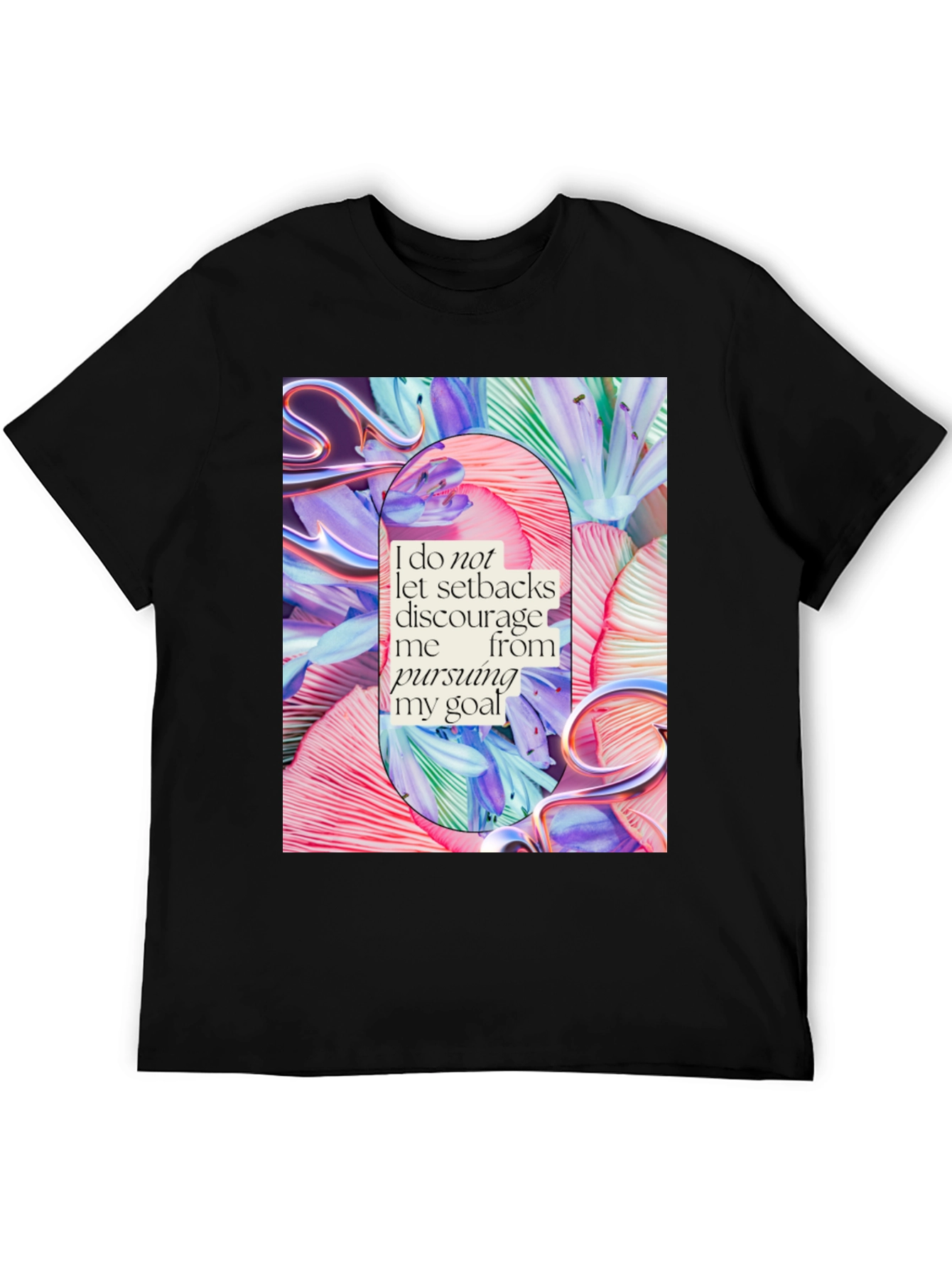 Black Motivational Graphic Tee: Pursue Your Goals view 5