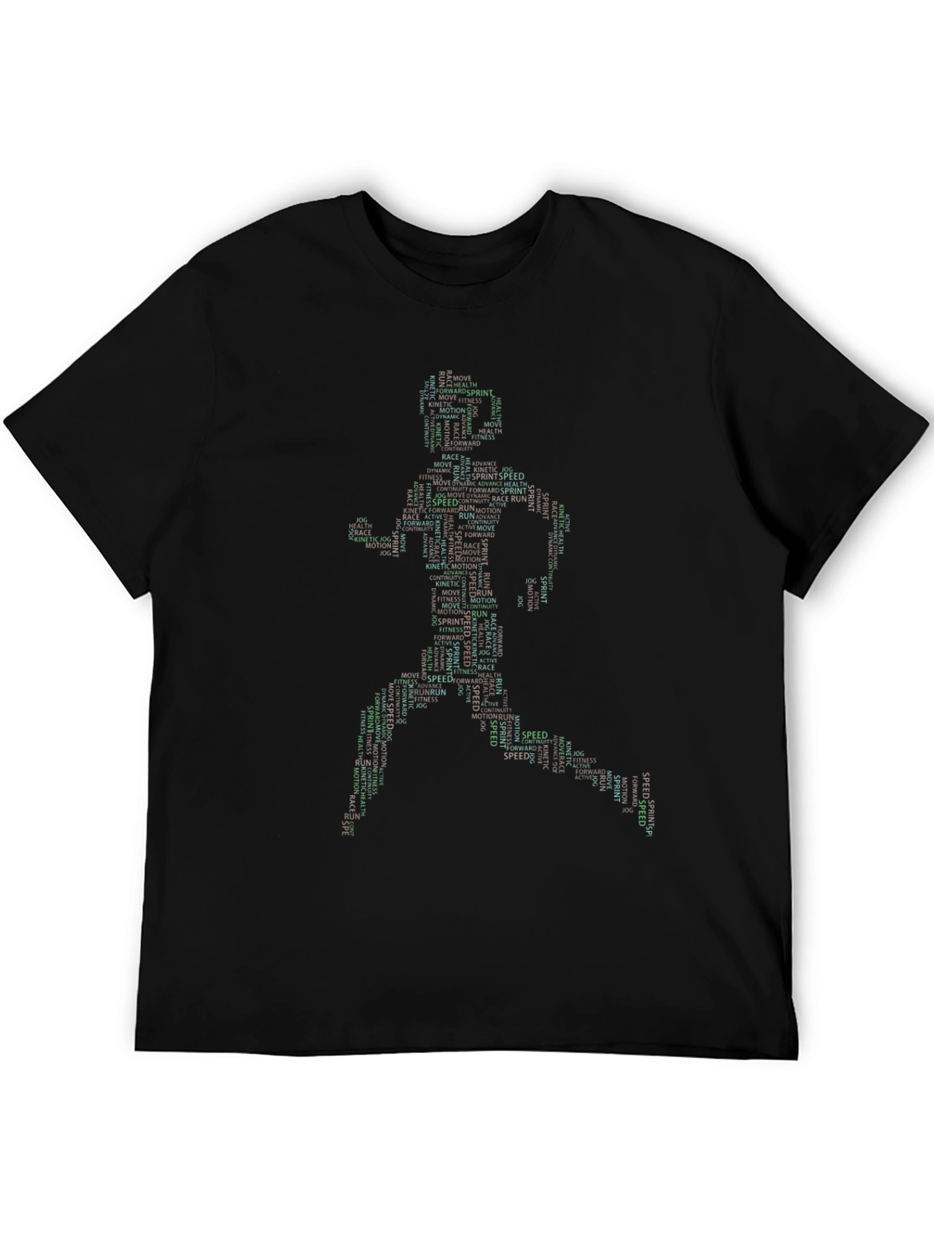 Black Runner Word Art Graphic T-Shirt - Speed & Motion Design view 5