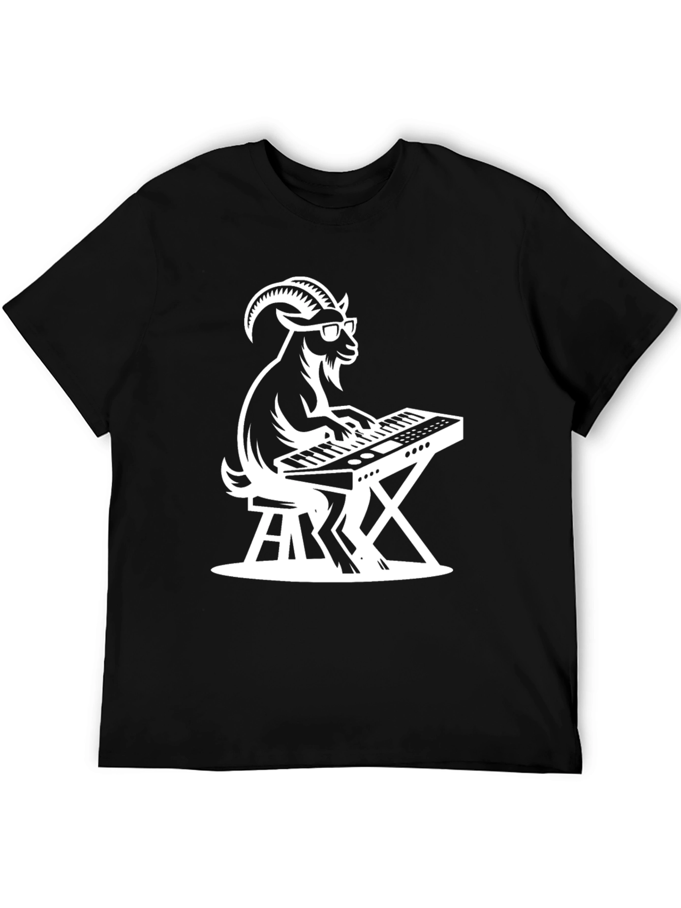 Black Goat Keyboardist Graphic Tee - Black Cotton Shirt view 5
