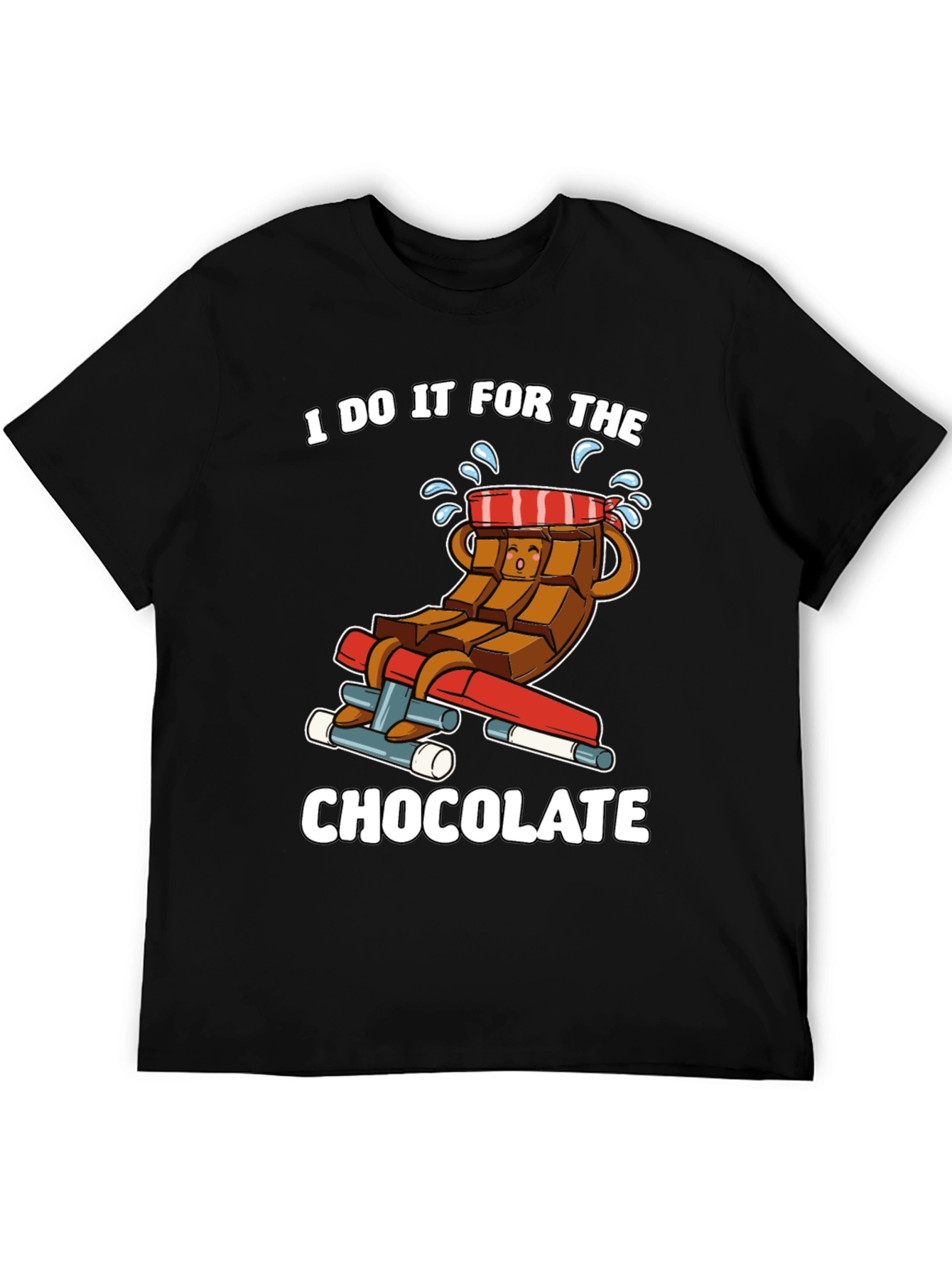 Black Chocolate Gym Workout T-Shirt - "I Do It For The Chocolate" view 5