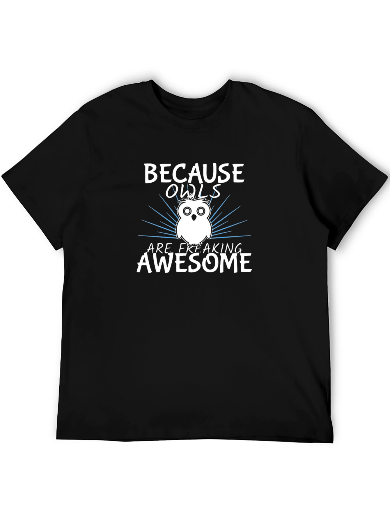 Black Owl Awesome Graphic Tee - Black Unisex T-Shirt view 5