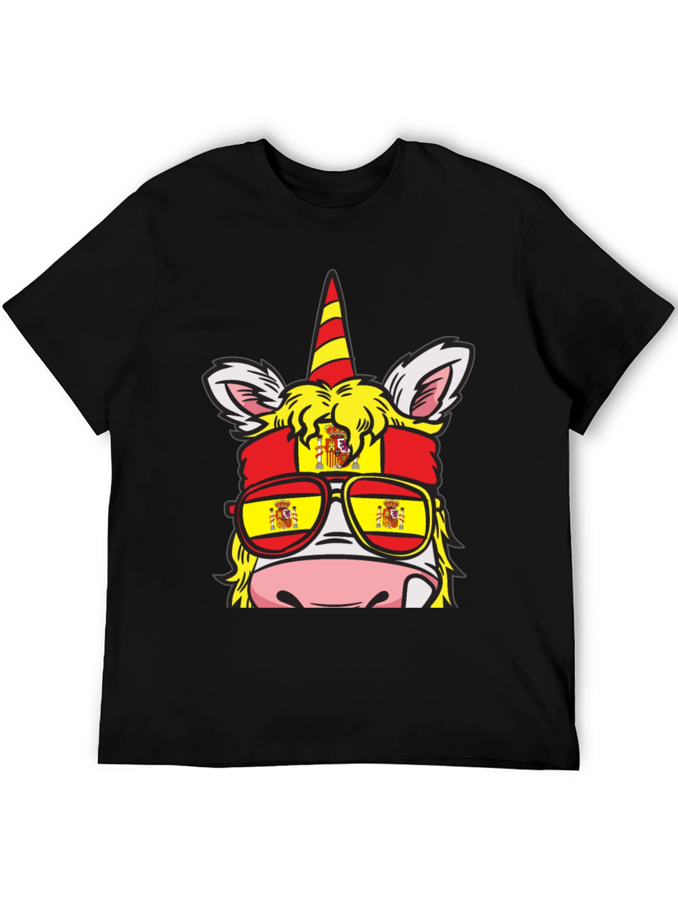 Black Spain Flag Unicorn T-Shirt view 5