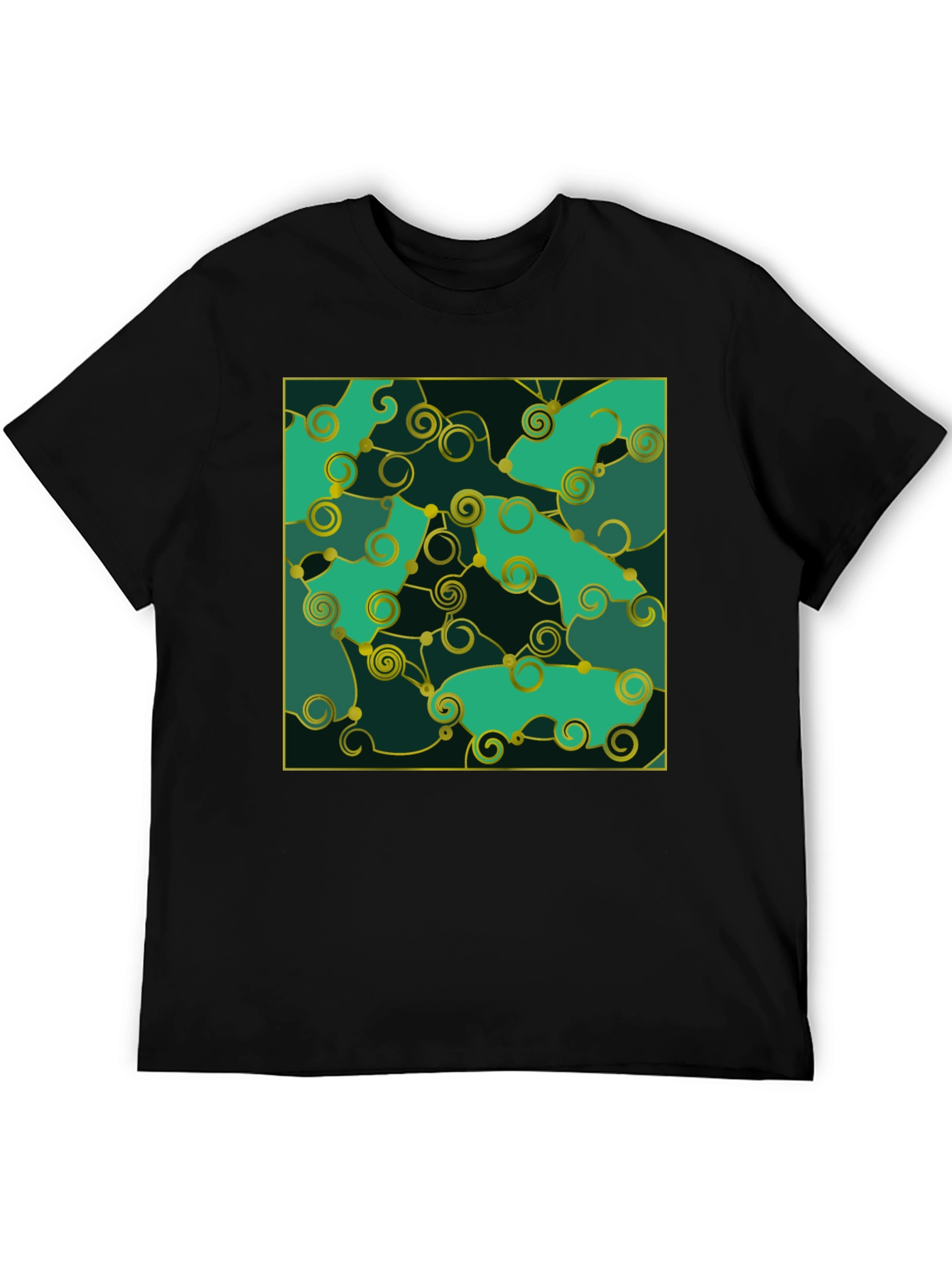 Black Emerald Green Swirls Tee view 5