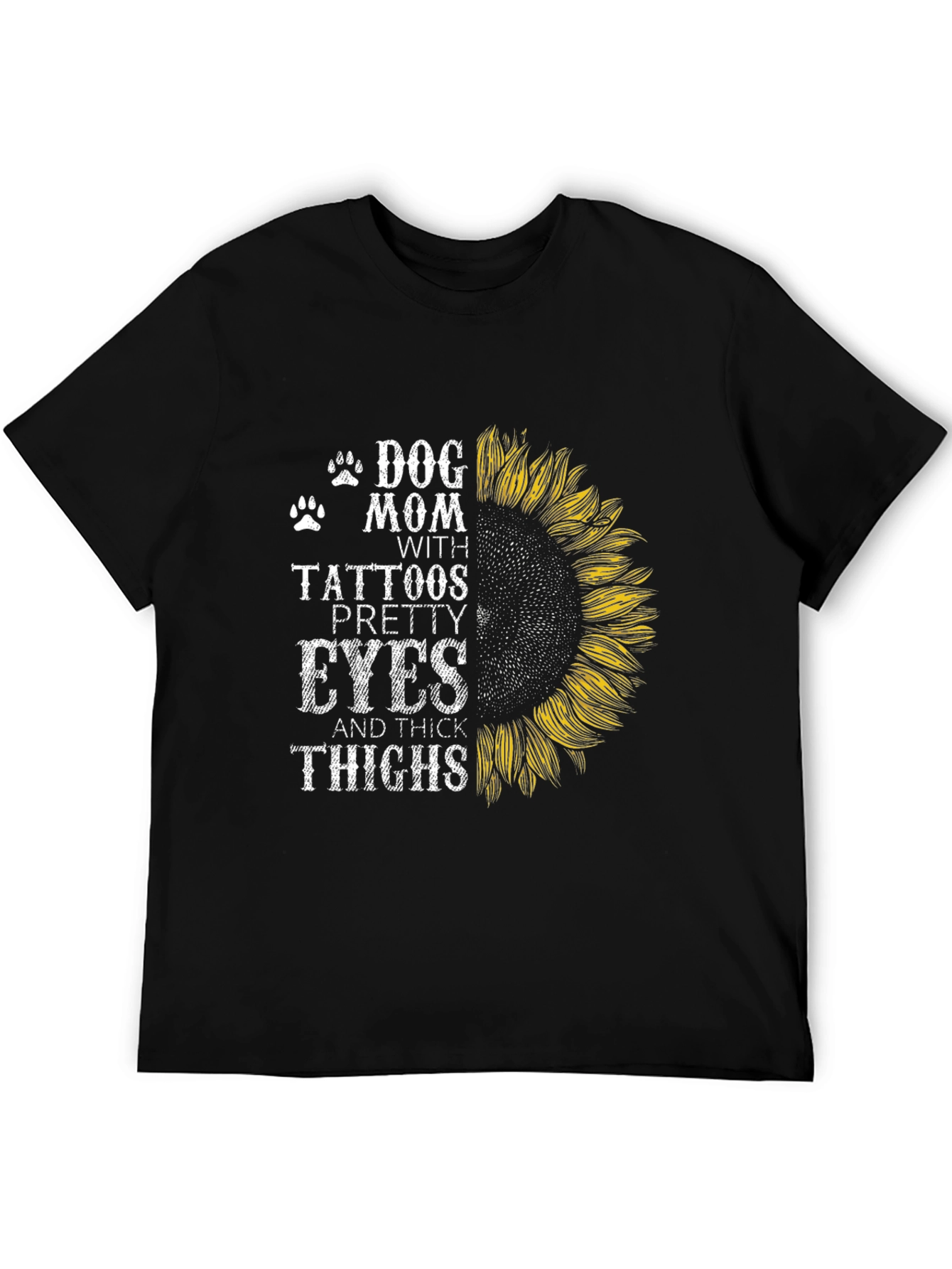 Black Dog Mom Tattoo Sunflower Graphic T-Shirt view 5