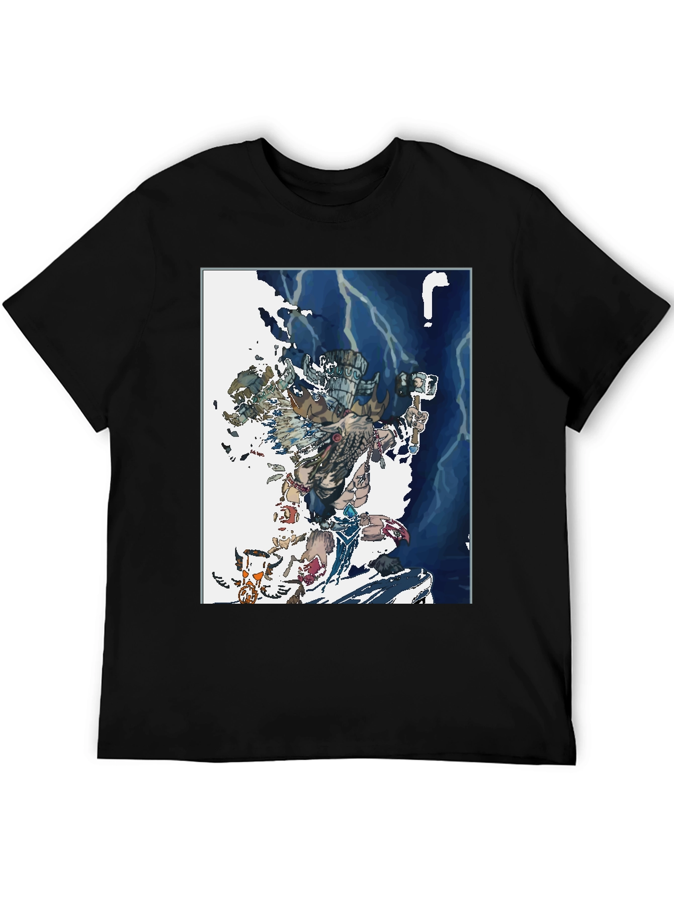 Black Aztec Warrior Graphic T-Shirt - Black Cotton Tee view 5