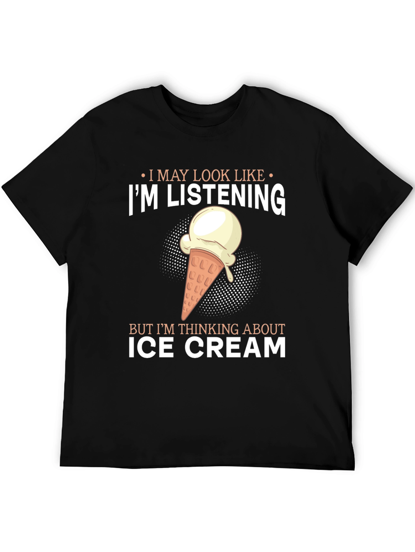 Black I'm Listening Ice Cream T-Shirt view 5