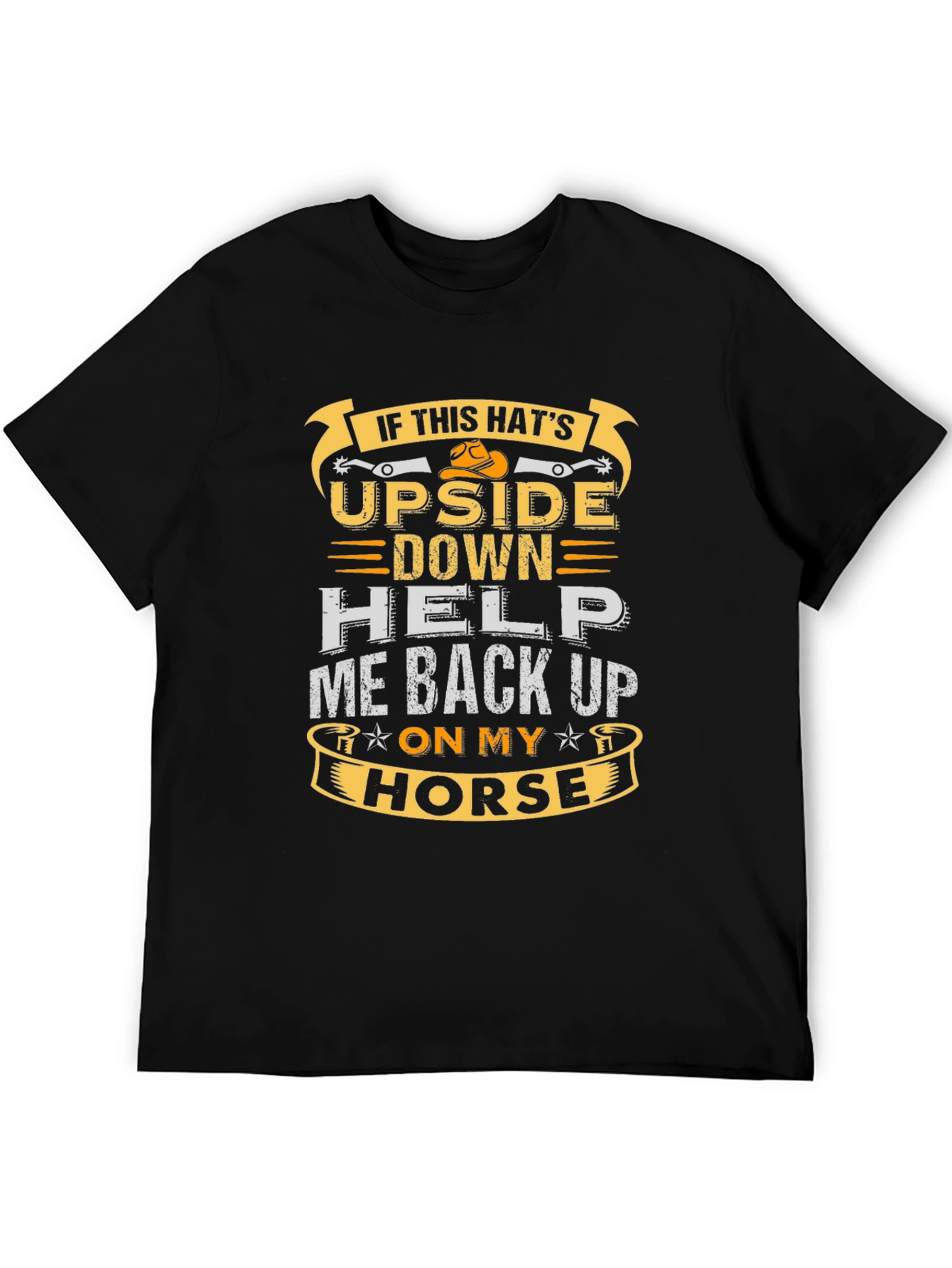 Black Humorous Horse Riding T-Shirt: If This Hat's Upside Down view 5