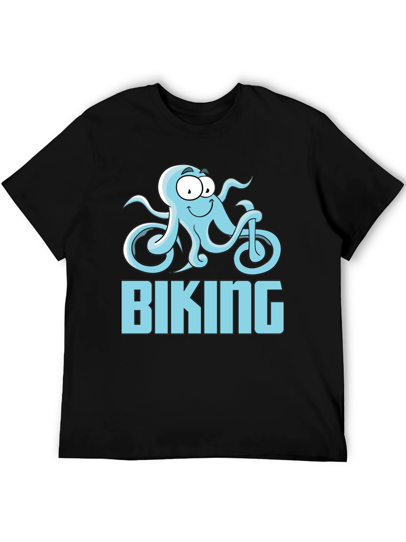 Black Octopus Biking Graphic Tee - Black Cotton T-Shirt view 5