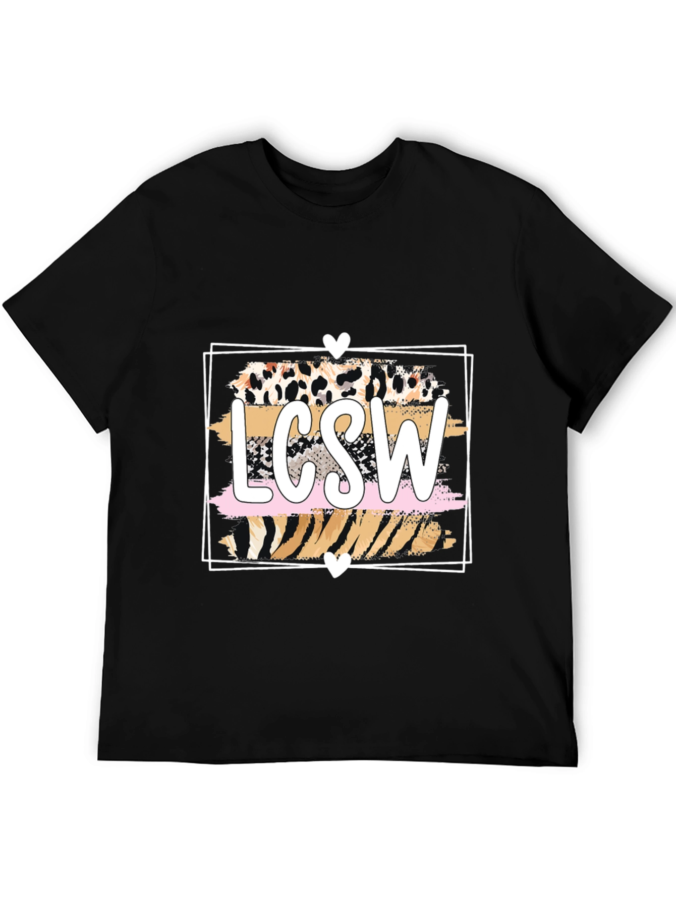 Black LCSW Leopard Print Graphic T-Shirt view 5