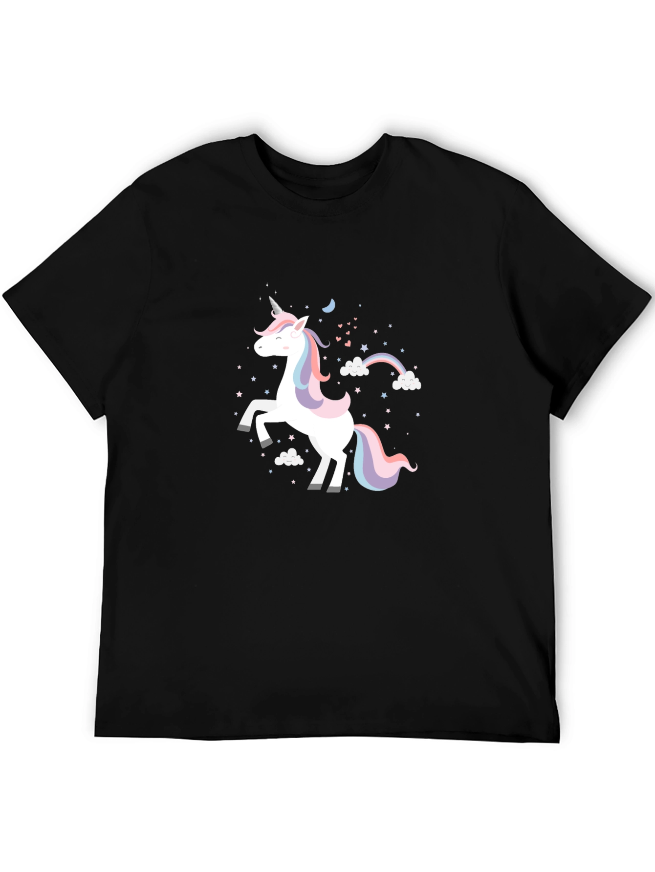 Black Unicorn Graphic Tee - Black Cotton Casual Shirt view 5