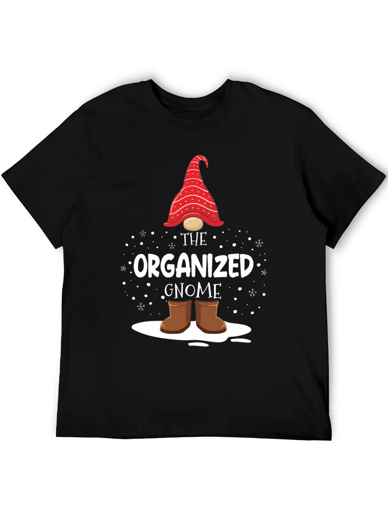 Black Organized Gnome Graphic T-Shirt view 5