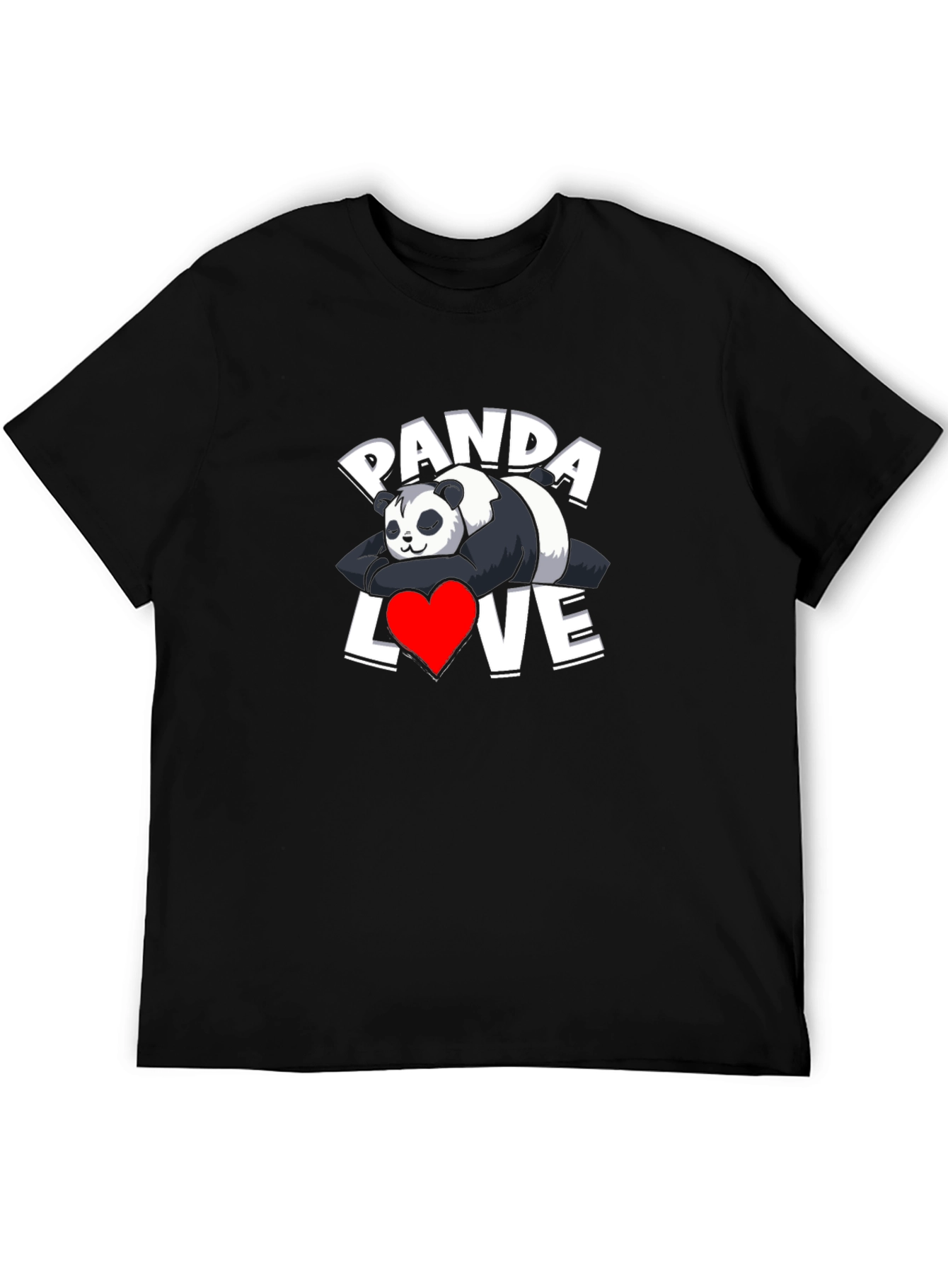 Black Panda Love Graphic T-Shirt - Casual Wear view 5